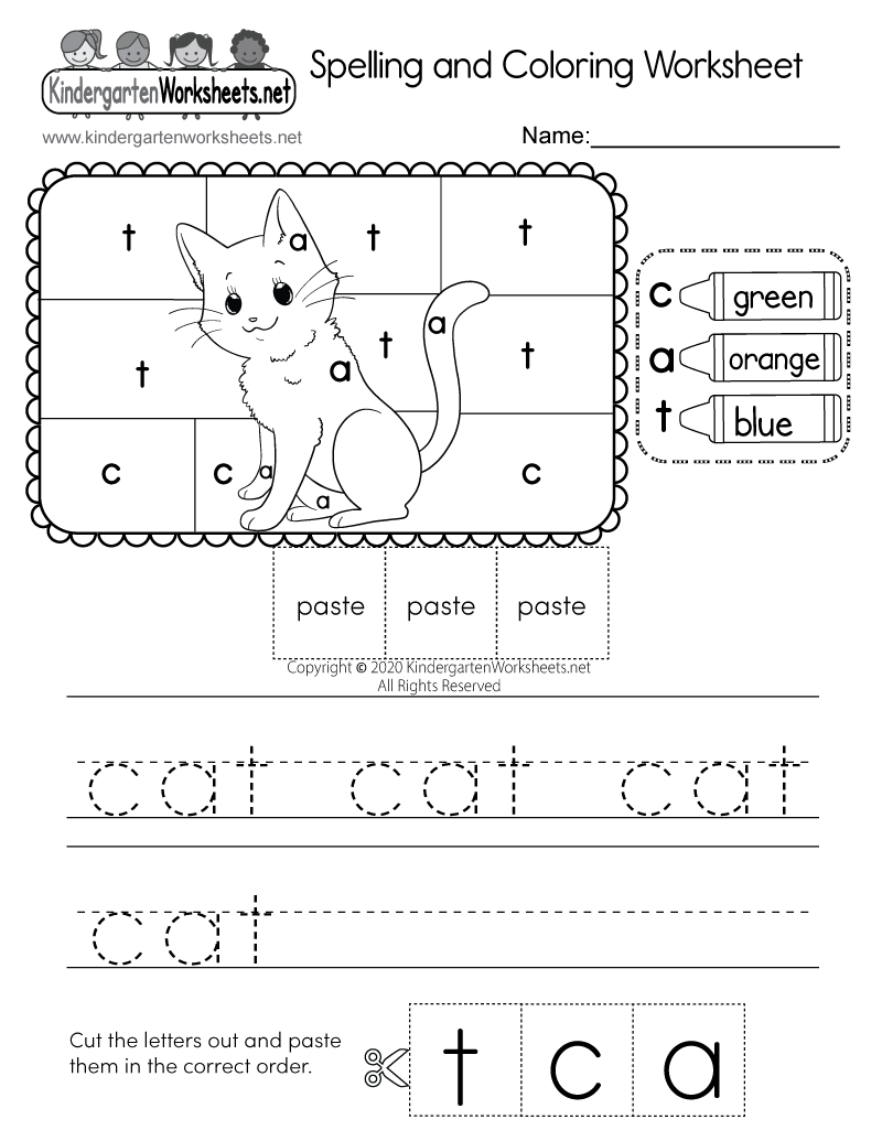 Cat Spelling And Coloring Worksheet Free Printable Digital PDF Cat Spelling And Coloring Worksheet Free Printable Digital PDF