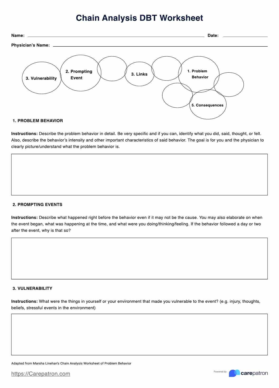 Chain Analysis DBT Worksheets