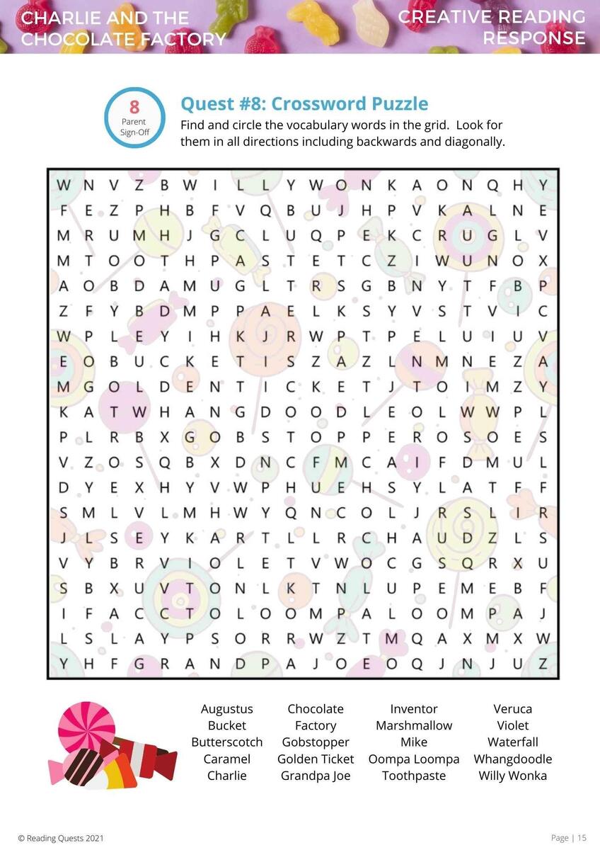 Charlie And The Chocolate Factory Free Printables PDF Reading Quests Charlie And The Chocolate Factory Free Printables PDF Reading Quests