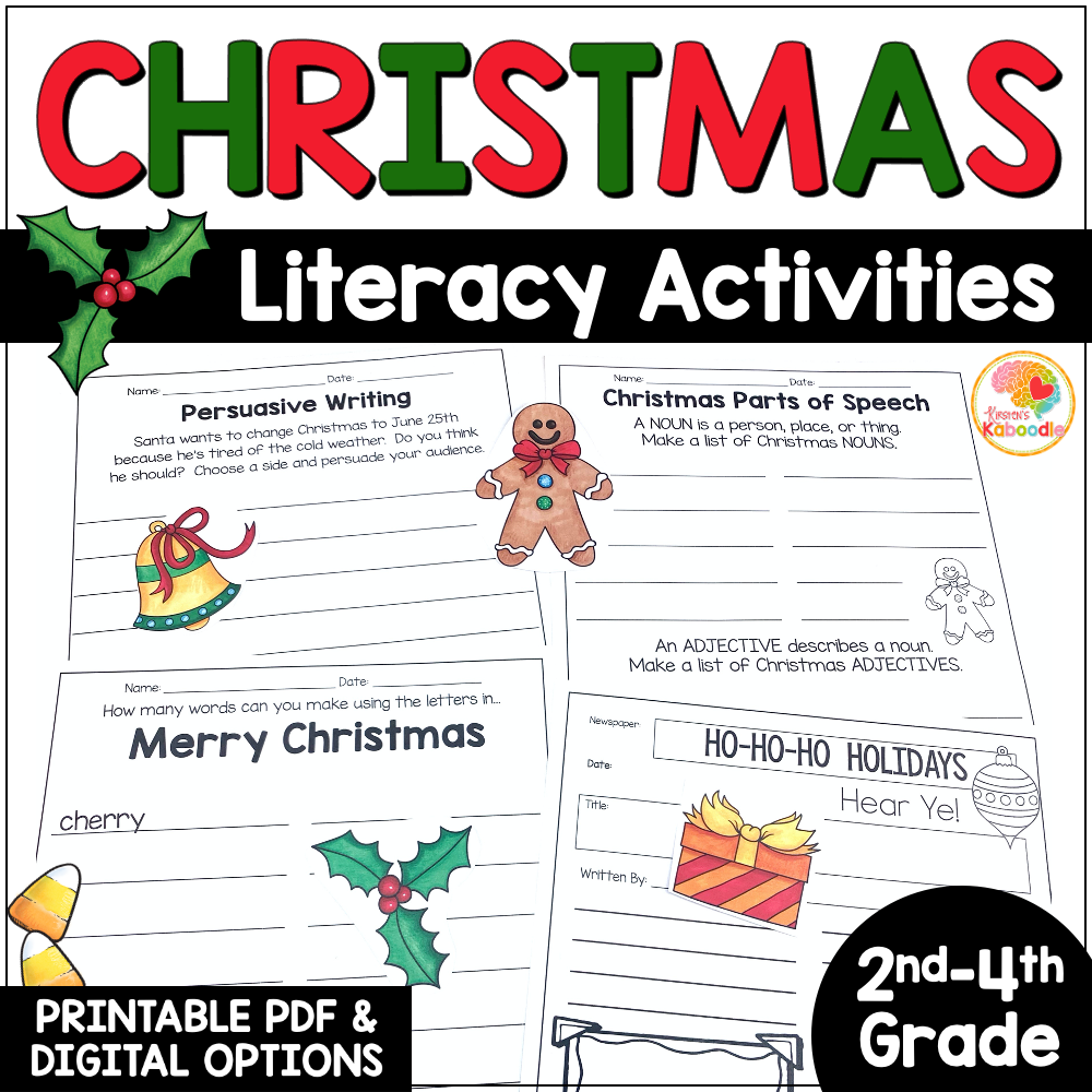 Christmas Literacy Activities No Prep Language Arts Worksheets