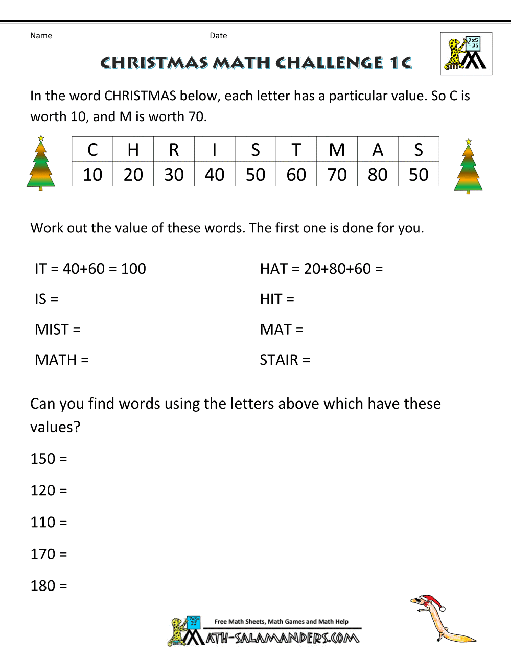 Easy Christmas Math Worksheets Free Kids Activity Zone