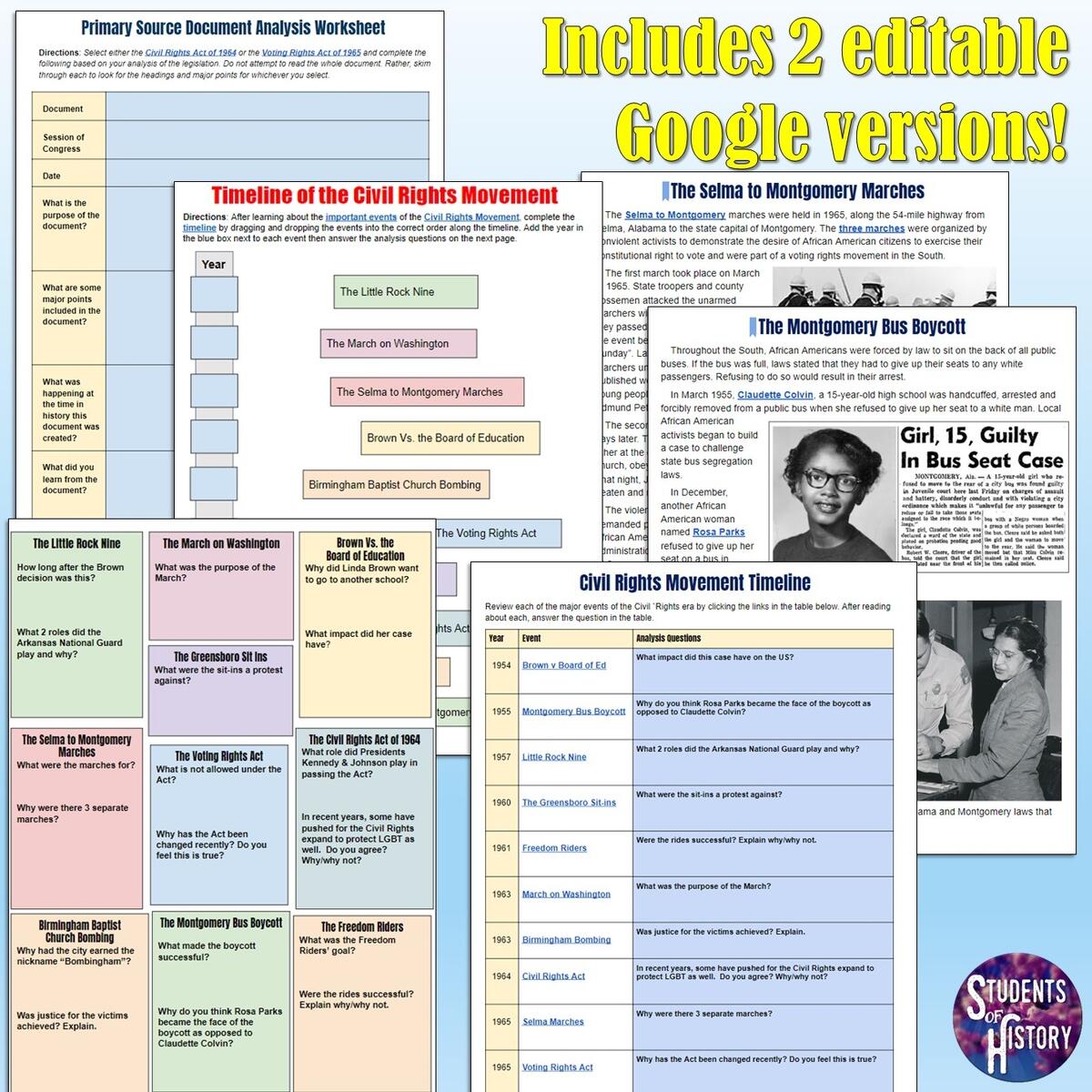 Civil Rights Movement Timeline Activity