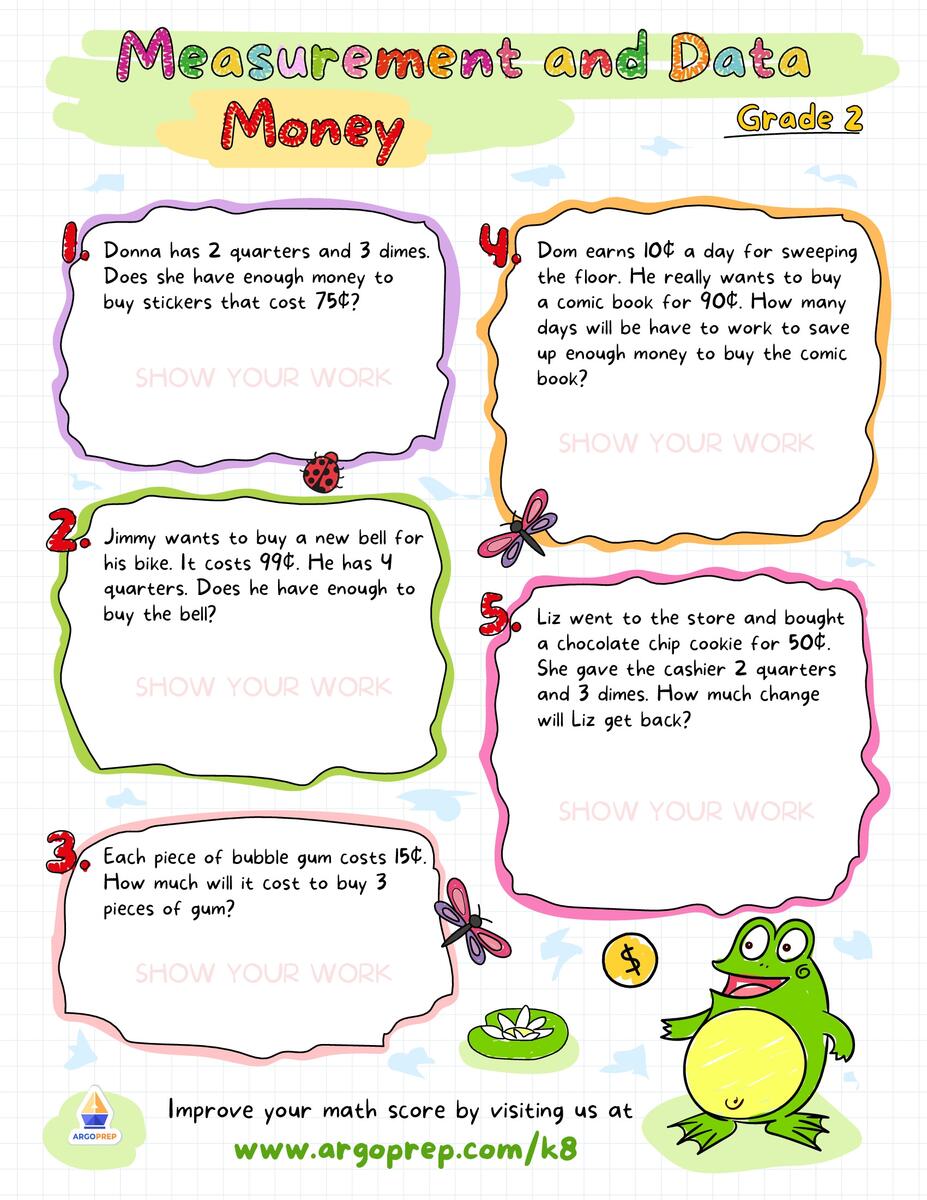 Coin Worksheets For 2nd Grade ArgoPrep