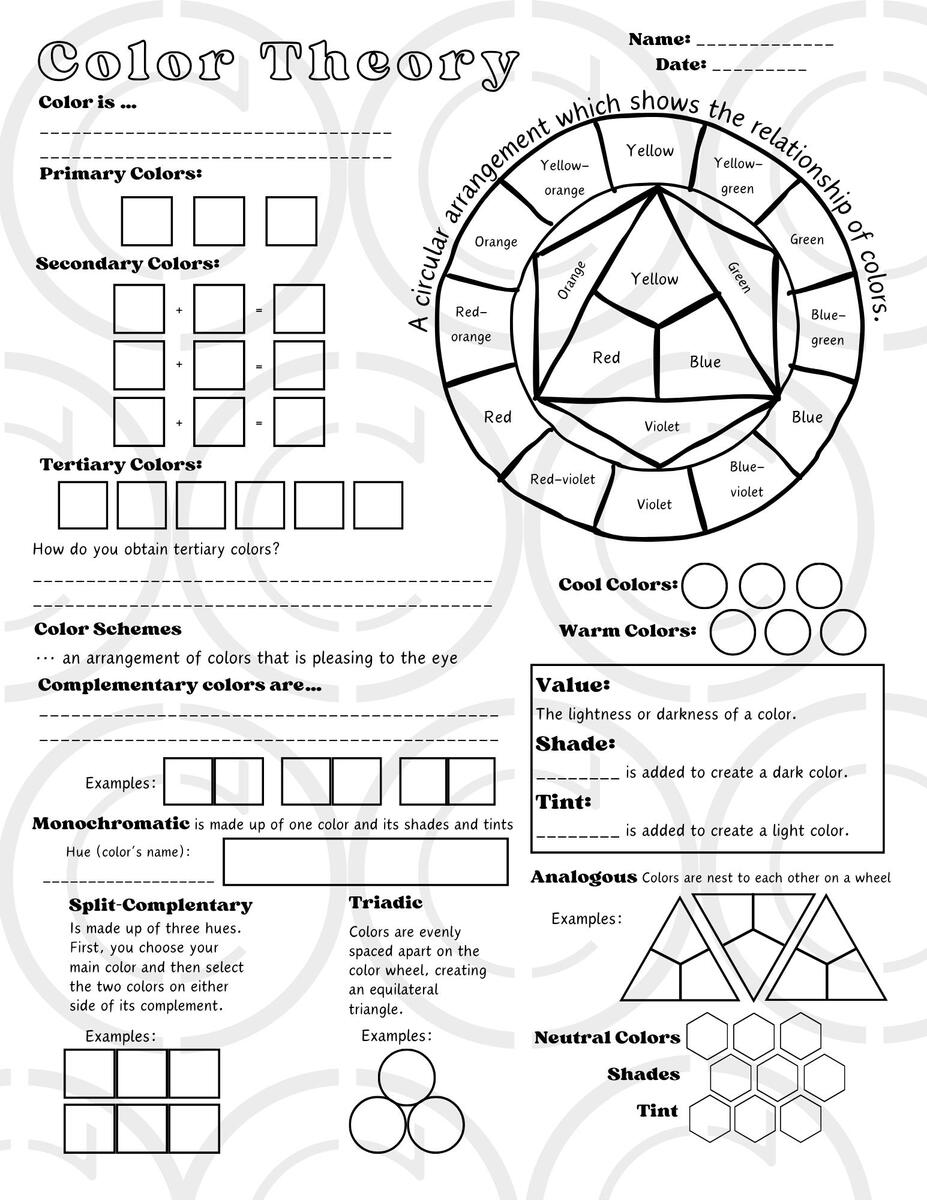 Color Theory Worksheet Blank Color Wheel Digital Coloring Page PDF Downloadable File Etsy Color Theory Worksheet Blank Color Wheel Digital Coloring Page PDF Downloadable File Etsy
