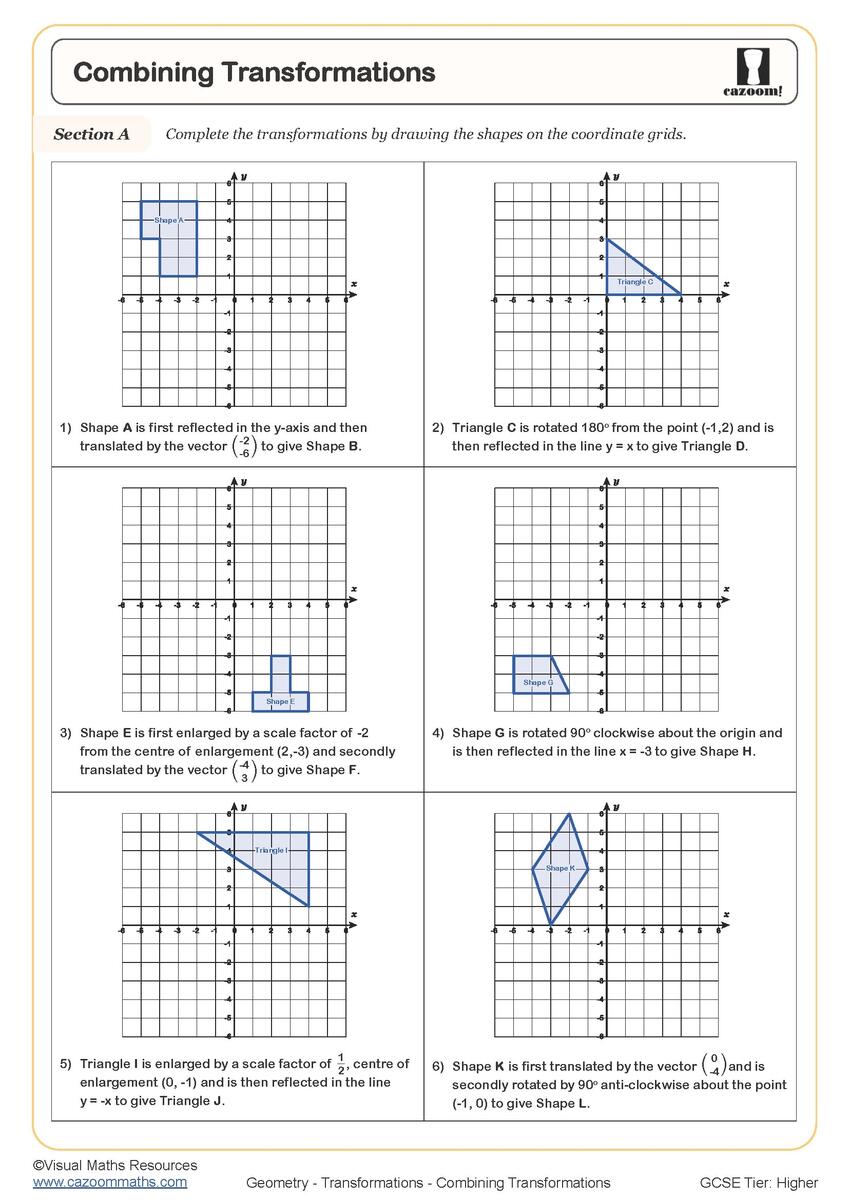Combining Transformations Free Worksheet Printable PDF Worksheets Combining Transformations Free Worksheet Printable PDF Worksheets