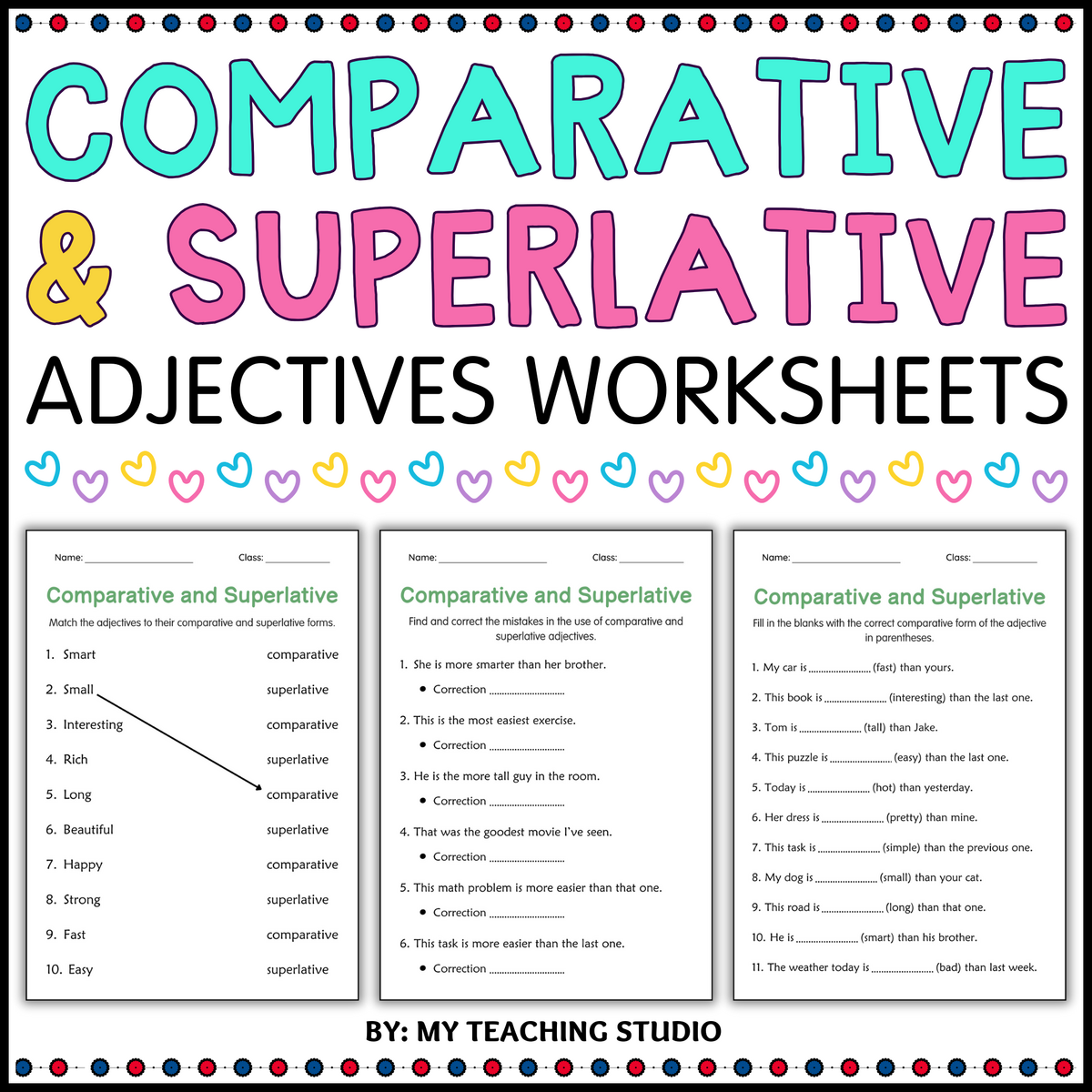 Comparative And Superlative Adjectives Grammar Worksheets For Grade 1 2 3 Made By Teachers