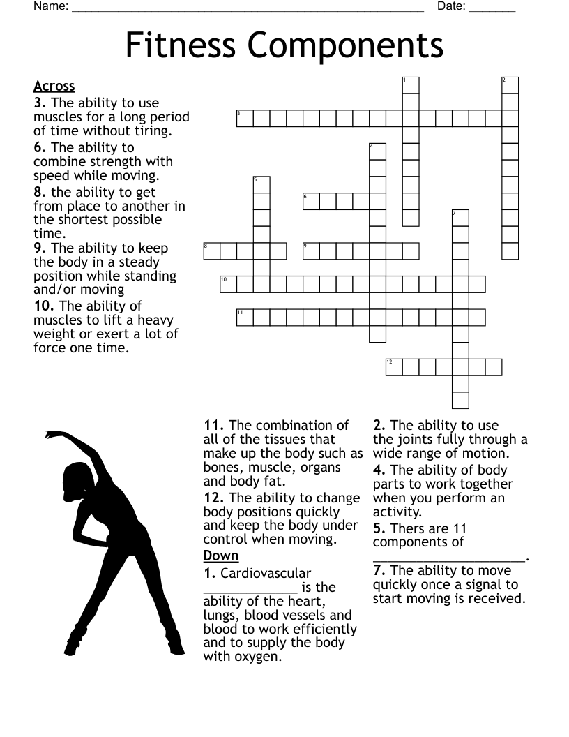 Components Of Physical Fitness Worksheet WordMint