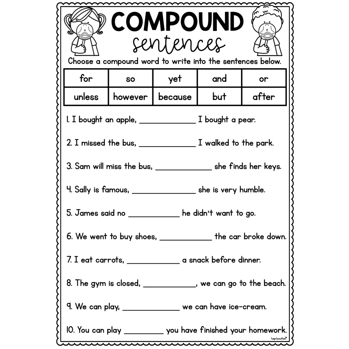 Compound Sentences Worksheet Top Teacher Worksheets Library Compound Sentences Worksheets Teaching Resources