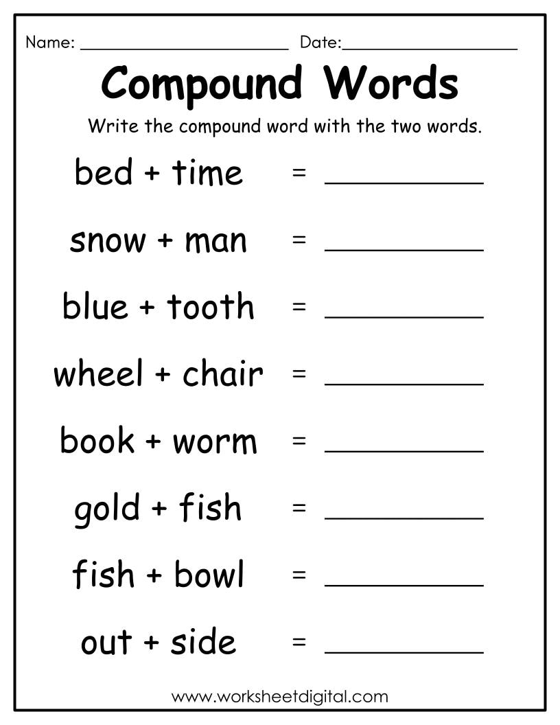 Compound Words Worksheet Kindergarten Grade 2 PDF Etsy