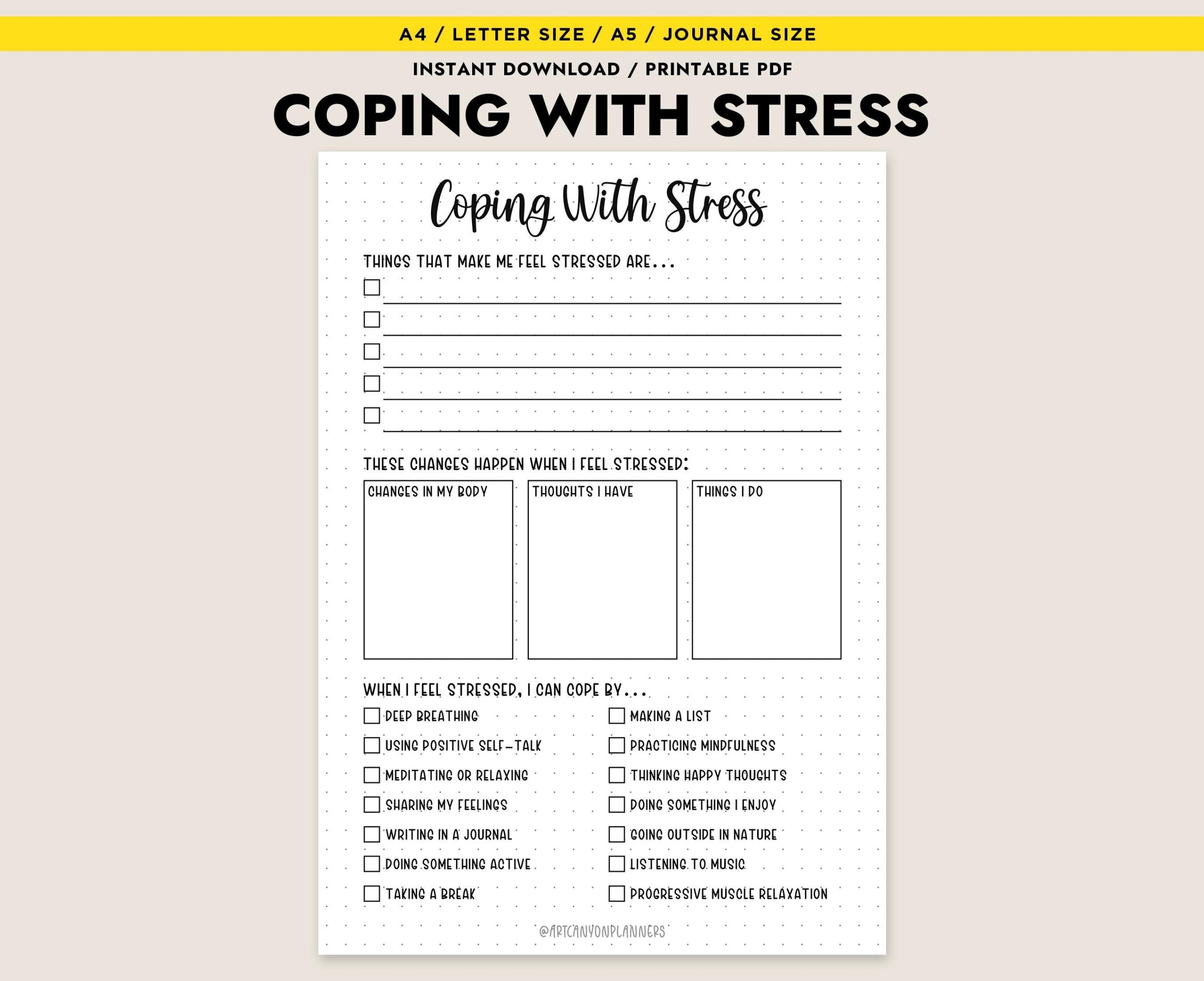 Coping With Stress Printable Worksheet Mental Health Journal Page Self Care Anxiety Relief PDF Download Etsy Israel Coping With Stress Printable Worksheet Mental Health Journal Page Self Care Anxiety Relief PDF Download Etsy Israel
