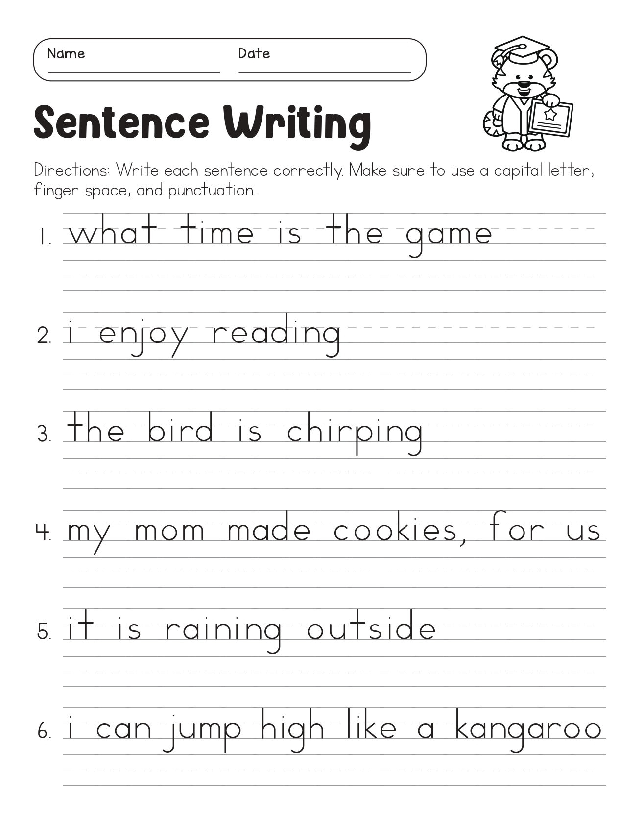 Correct The Sentences Worksheets 10 Page Printable For 1st And 2nd Grade ELA Students ELA Worksheets Sentence Writing ELA Teacher Print Etsy