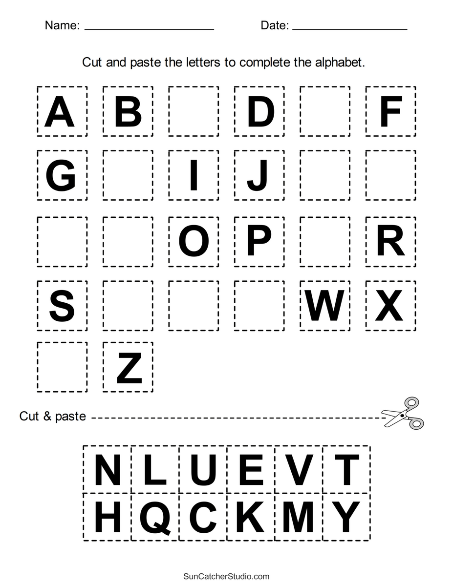 Cut And Paste Worksheets Printable Activities For Kids Free Printables Lettering SVG Files Tools Apps Editable Name Worksheets A To Z