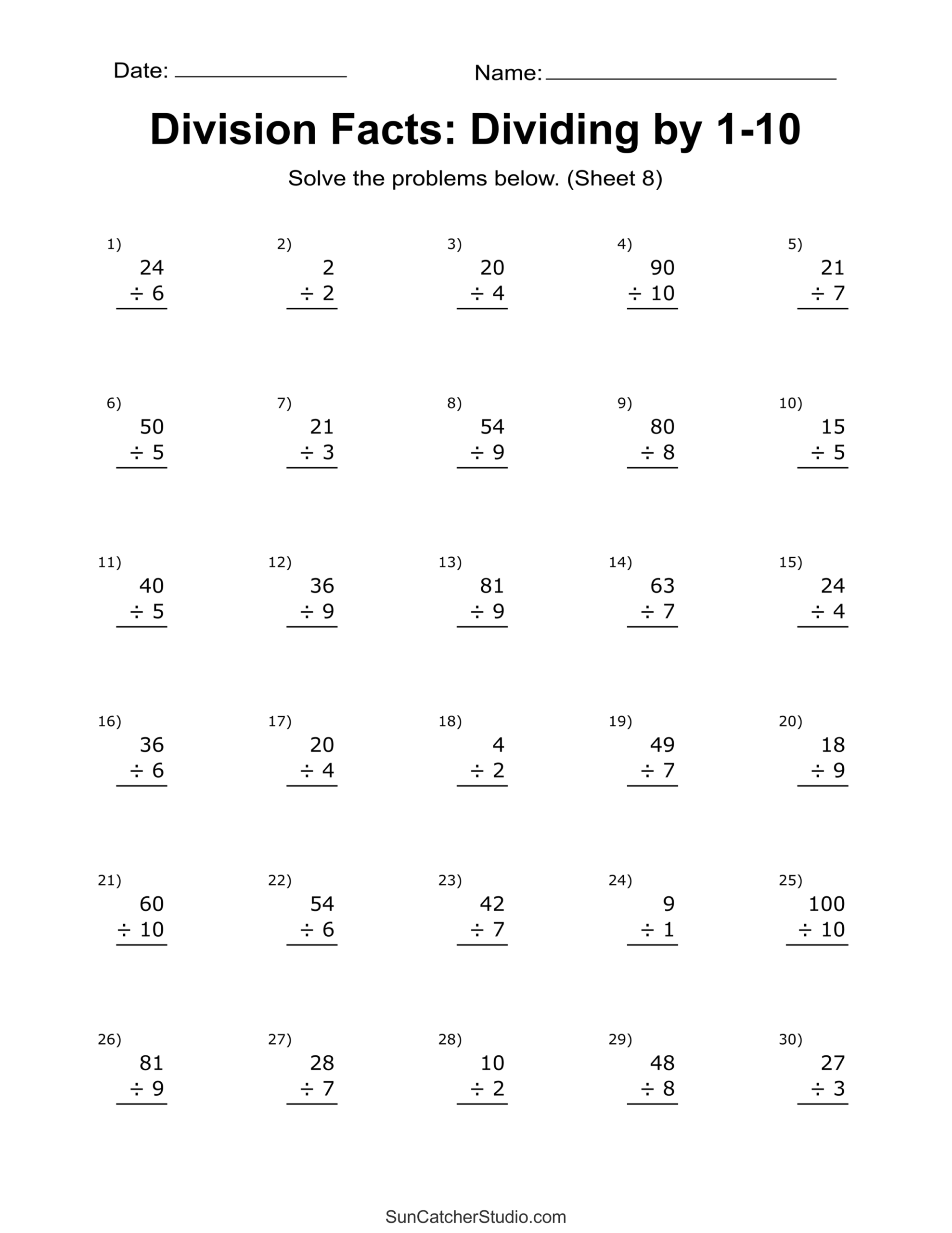 Division Worksheets Problems Free Printable Math Drills Free Printables Lettering SVG Files Tools Apps Division Charts And Tables Free Printable PDF Math Worksheets Free Printables Lettering SVG Files Tools Apps