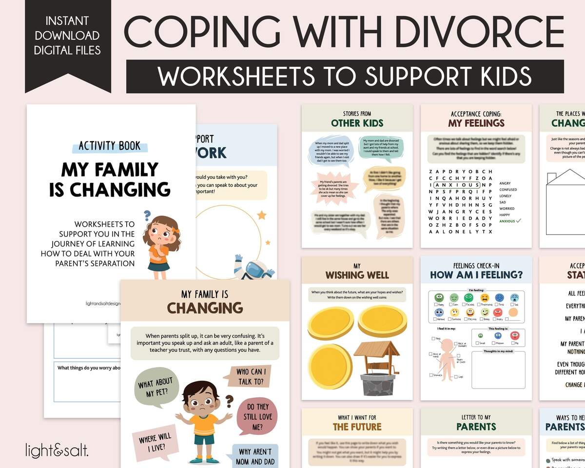 Divorce Worksheets For Kids Separation Journal Therapy Worksheets Therapy Workbook Kids Feelings Social Emotional Regulation Divorce Etsy Divorce Worksheets For Kids Separation Journal Therapy Worksheets Therapy Workbook Kids Feelings Social Emotional Regulation Divorce Etsy