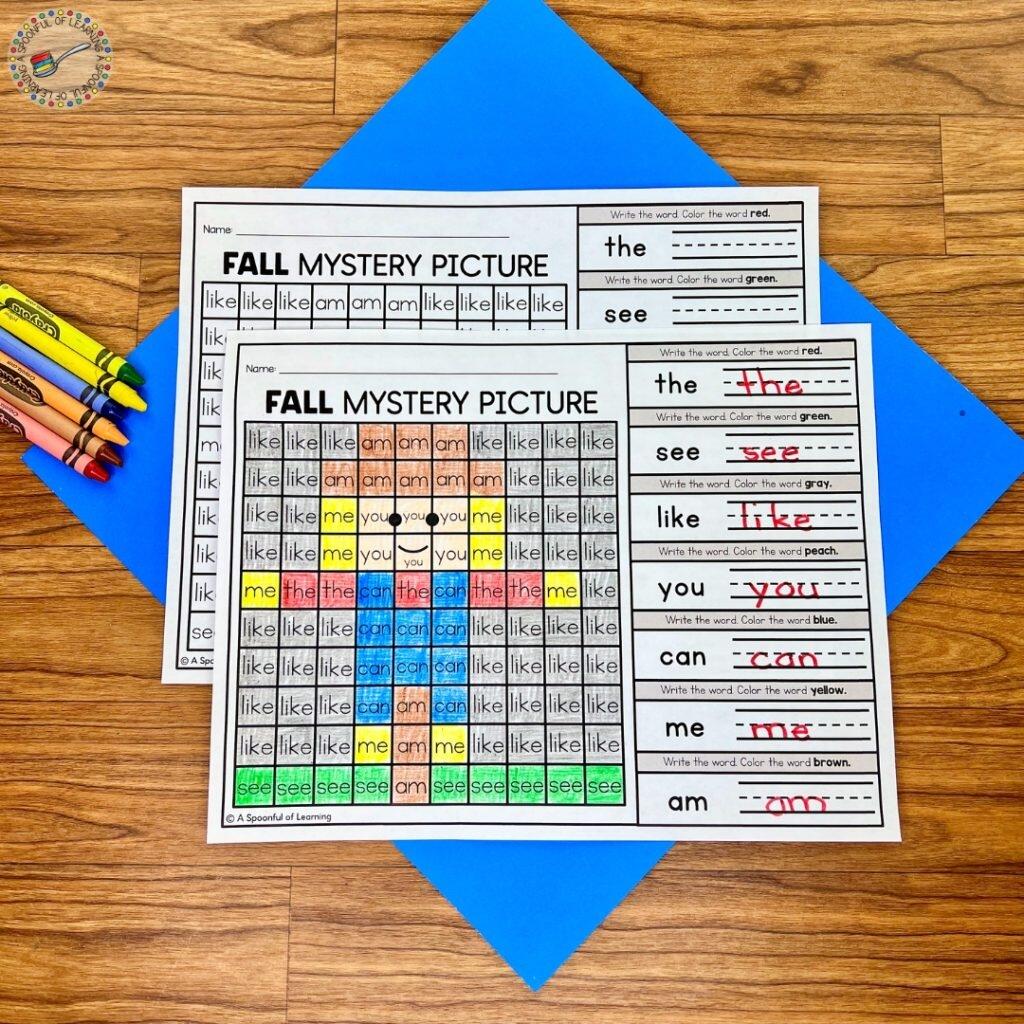 Editable Sight Word Mystery Pictures A Spoonful Of Learning