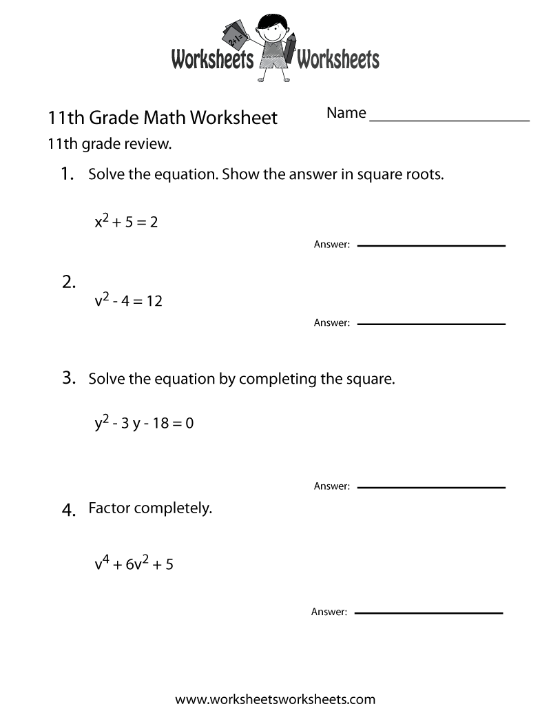 Eleventh Grade Math Practice Worksheet Worksheets Worksheets 11th Grade Math Review Worksheet Worksheets Worksheets