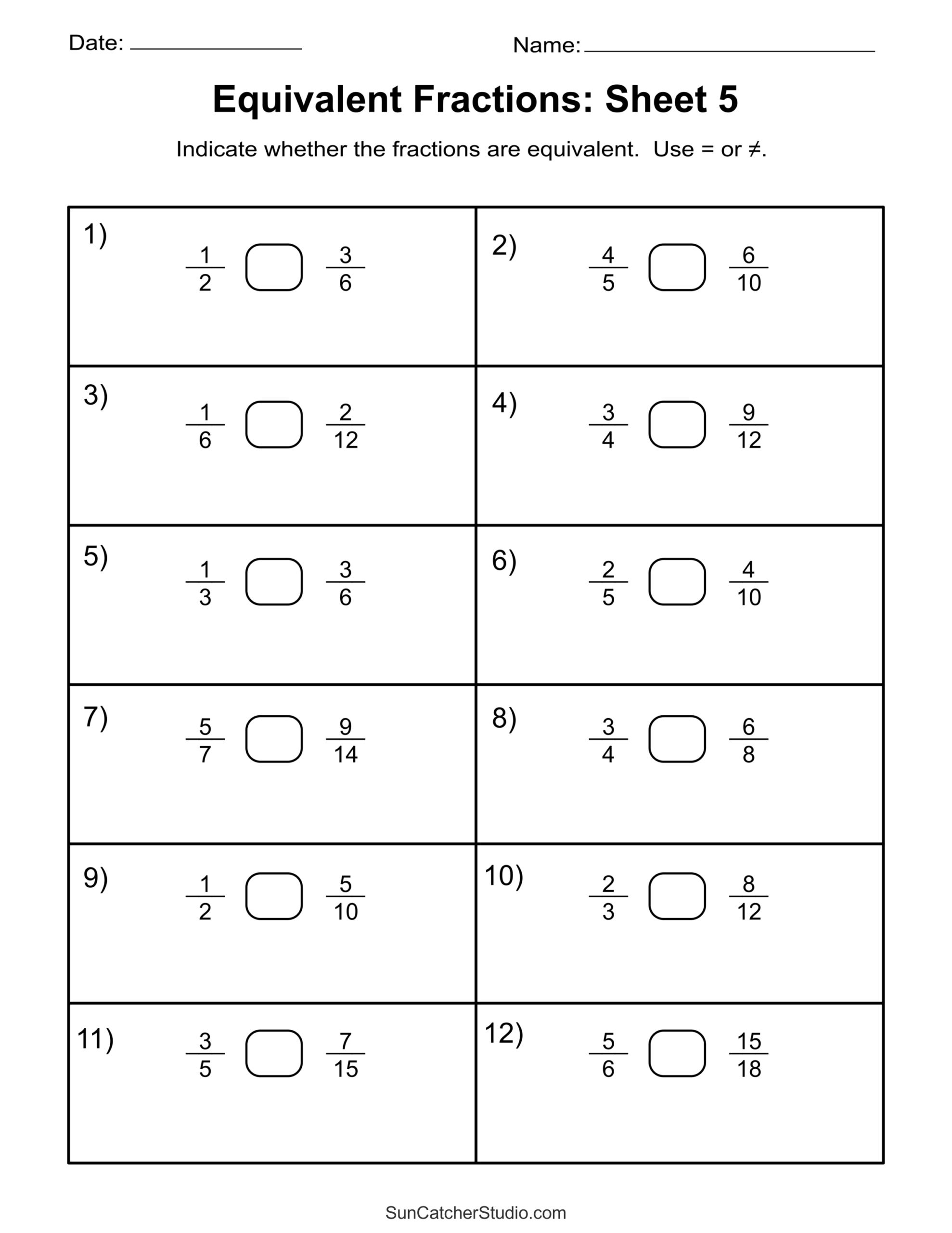Equivalent Fractions Finding And Writing Equal Fractions Free Printables Lettering SVG Files Tools Apps Finding Equivalent Fractions Worksheet Download
