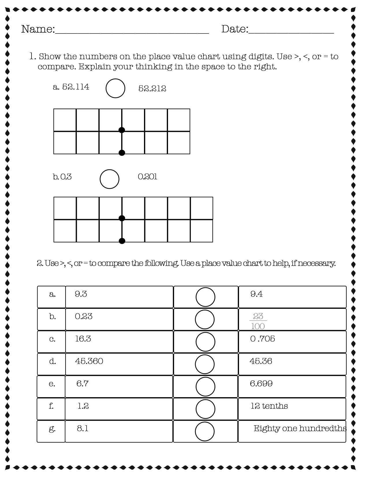 Eureka Math Engage NY Extra Worksheets For 5th Grade Module 1 Etsy