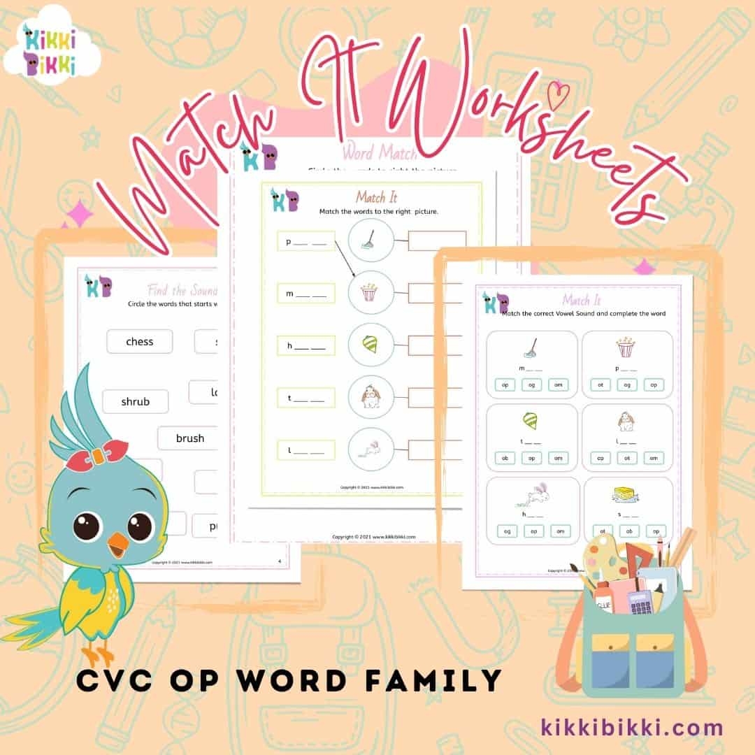 Exploring Phonics CVC OP Word Family Match And Write Exploring Phonics CVC OP Word Family Match And Write