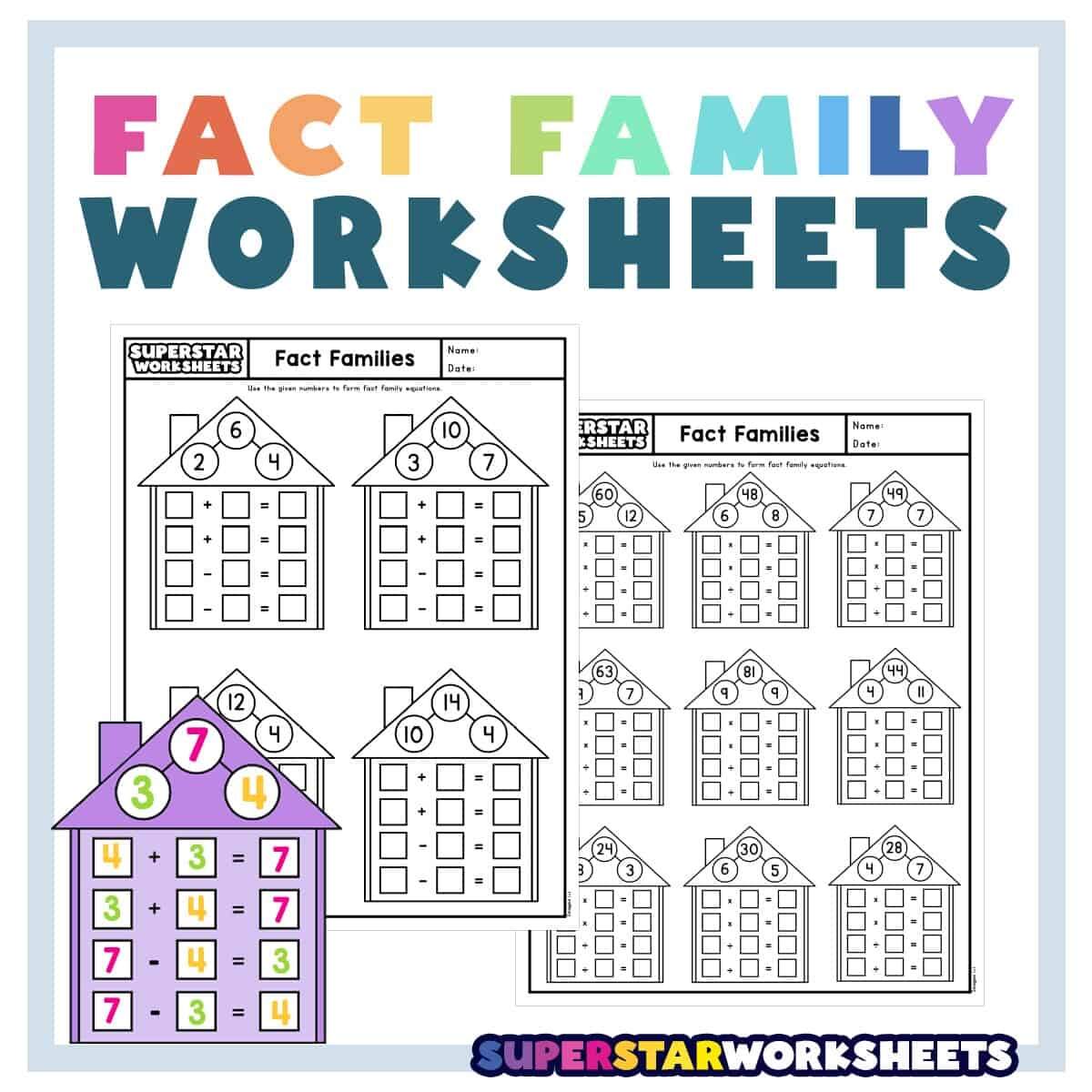 Fact Family Worksheets Superstar Worksheets Fact Family Worksheets