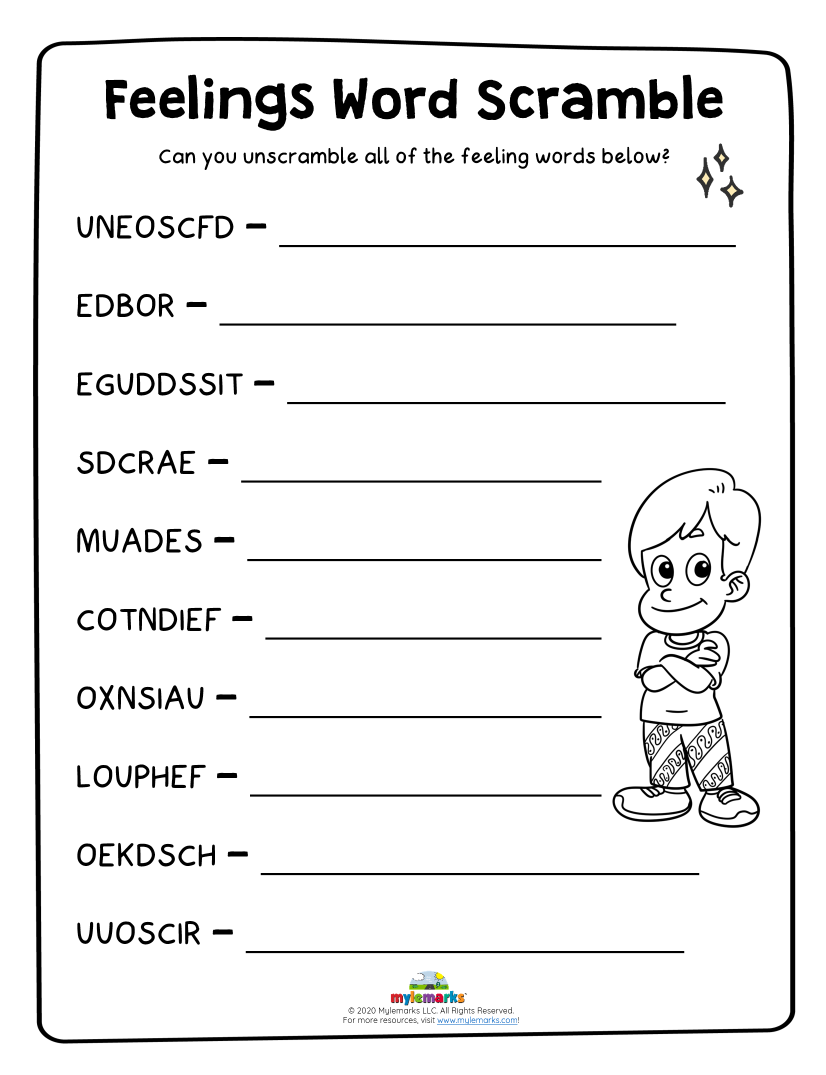 Feelings ACTIVITY Pack Printable Printable 1st Grade Emotions Worksheets Download