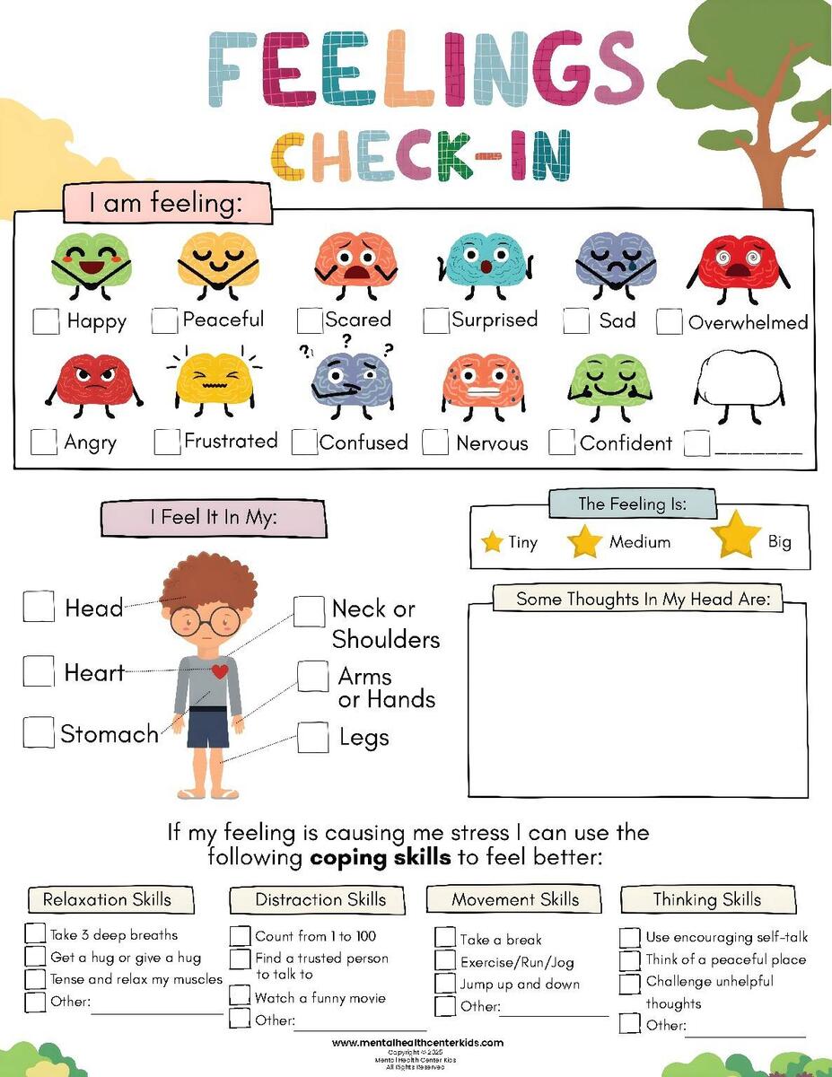 Feelings Check In Emotions Emoji Worksheet Emotions Chart Activity Coping Skills