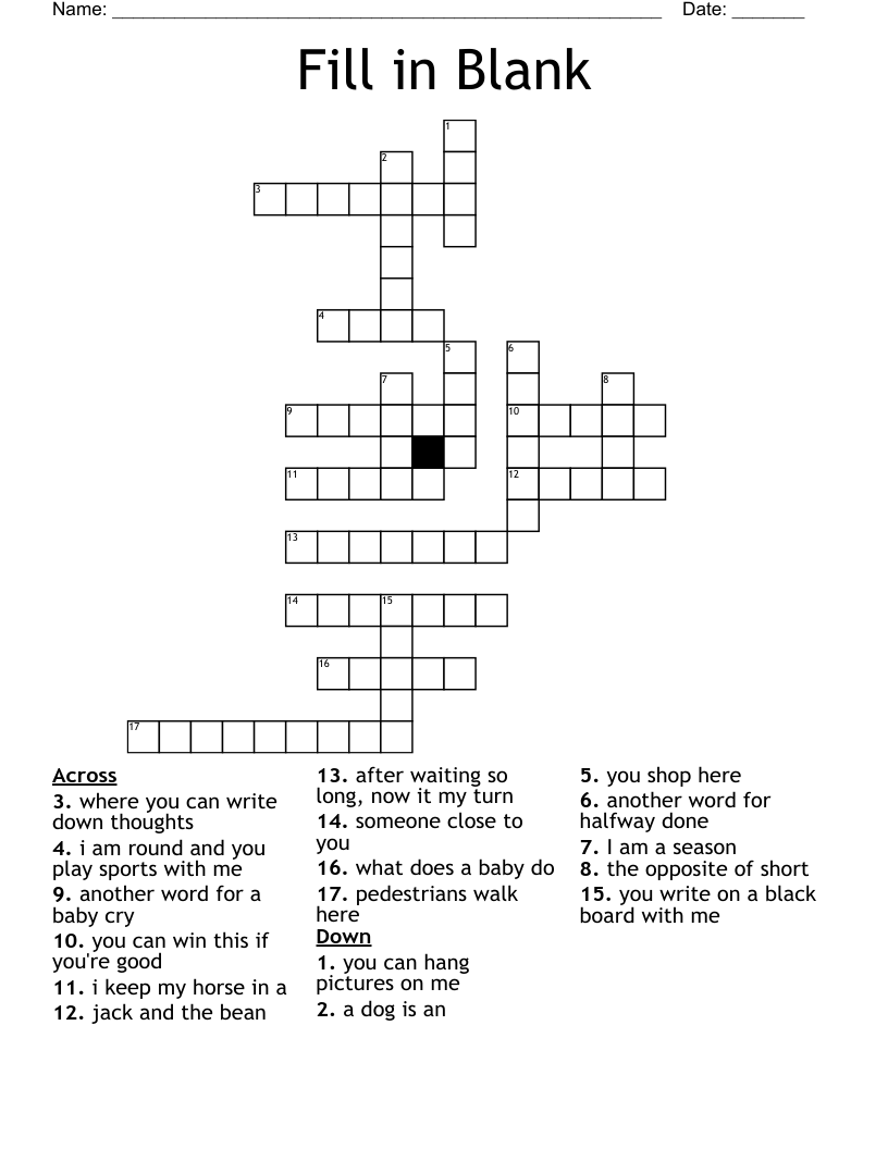 FREE Printable Fill In Puzzles PDF Download