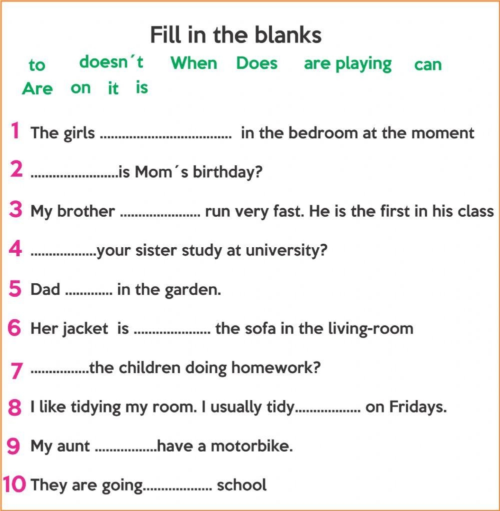 Fill In The Blanks Online Pdf Worksheet Worksheets Library