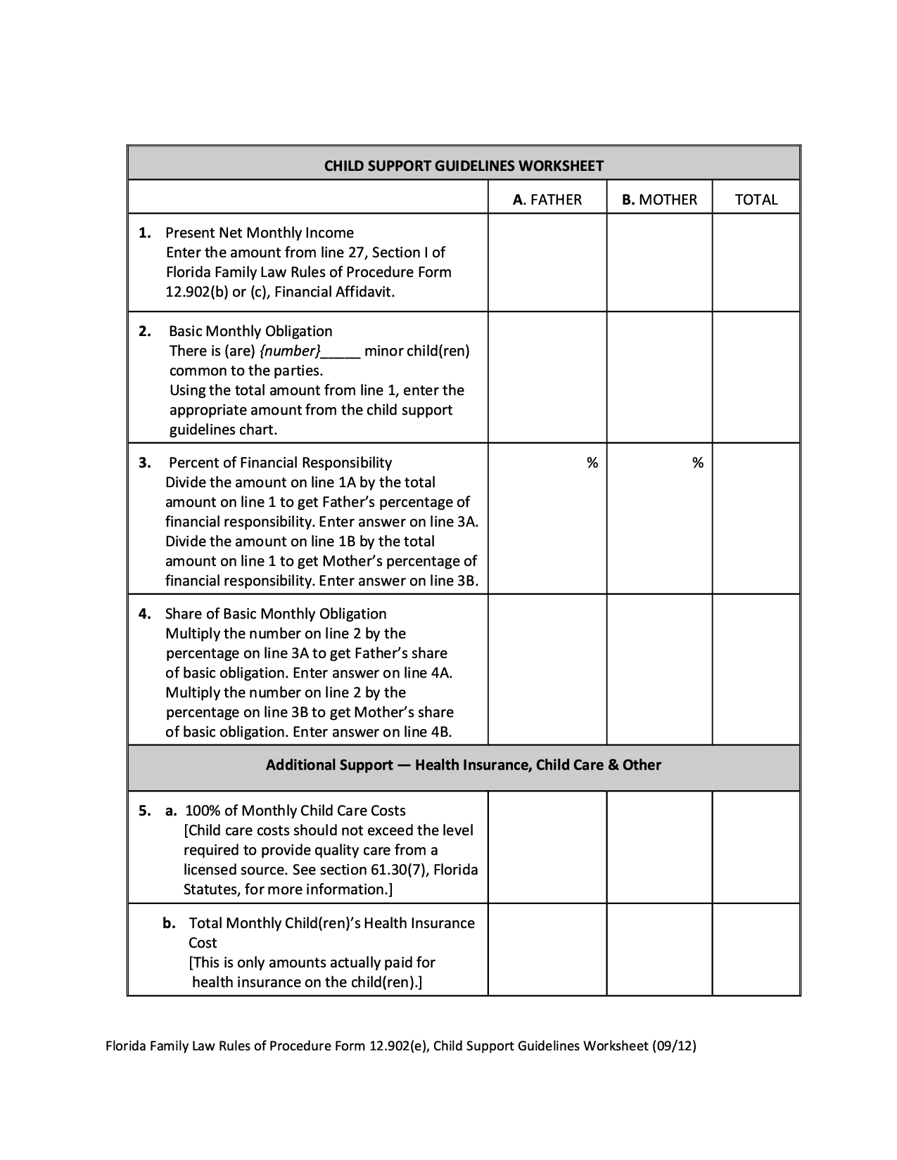 Florida Child Support Professional ThorpeForms Worksheets Library Florida Child Support Professional ThorpeForms Worksheets Library