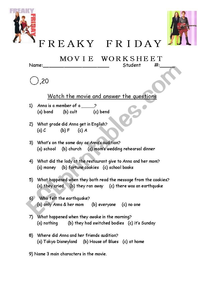 Freaky Friday Extended Writing Tasks For Describing Clothes ESL Worksheet By Aikokaren
