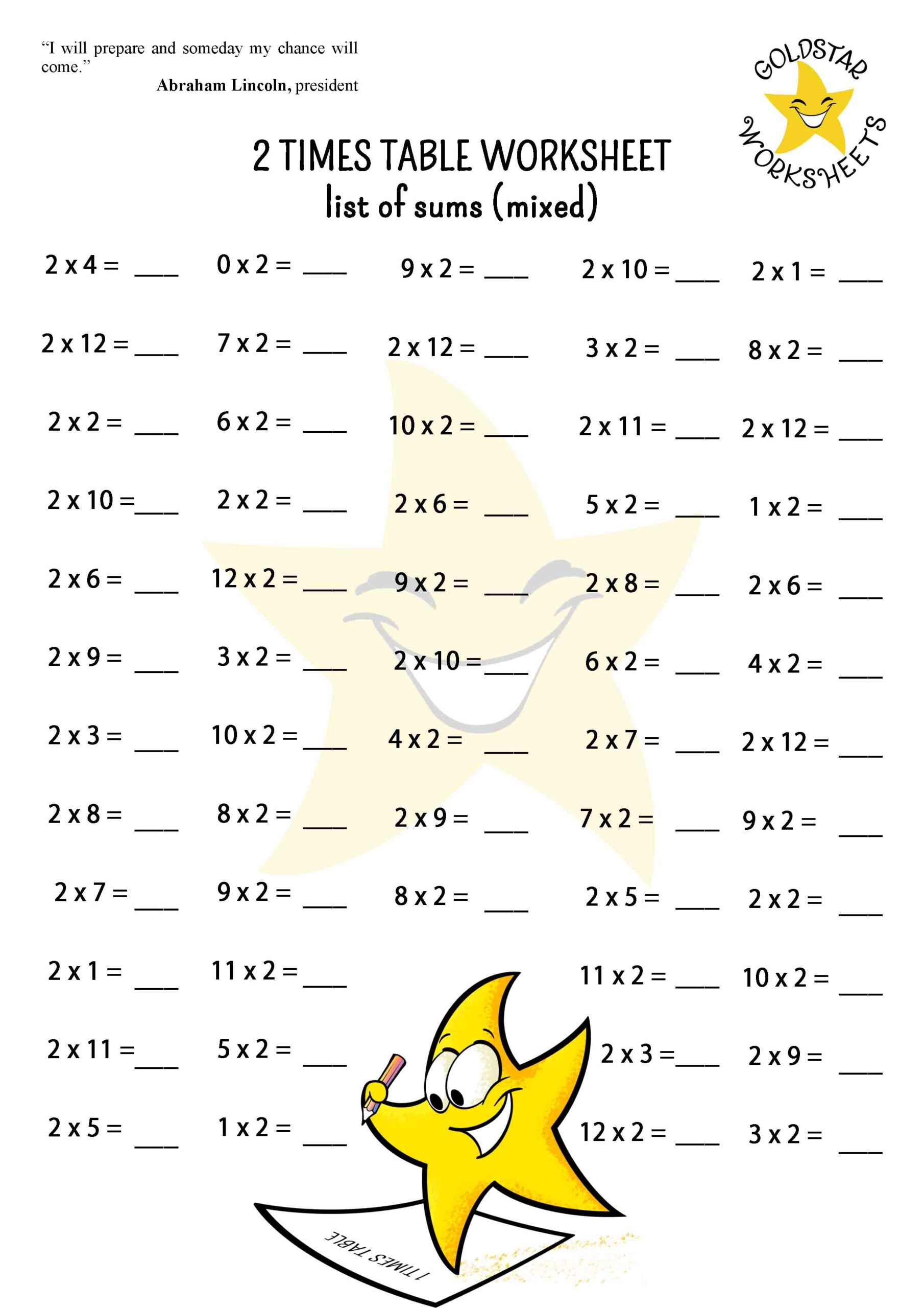 Free 2 Times Table Worksheets Fun Creative And Easy To Print Times Tables Worksheets 2 3 4 5 6 7 8 9 10 11 And 12 Eleven Worksheets FREE Printable Worksheets Worksheetfun