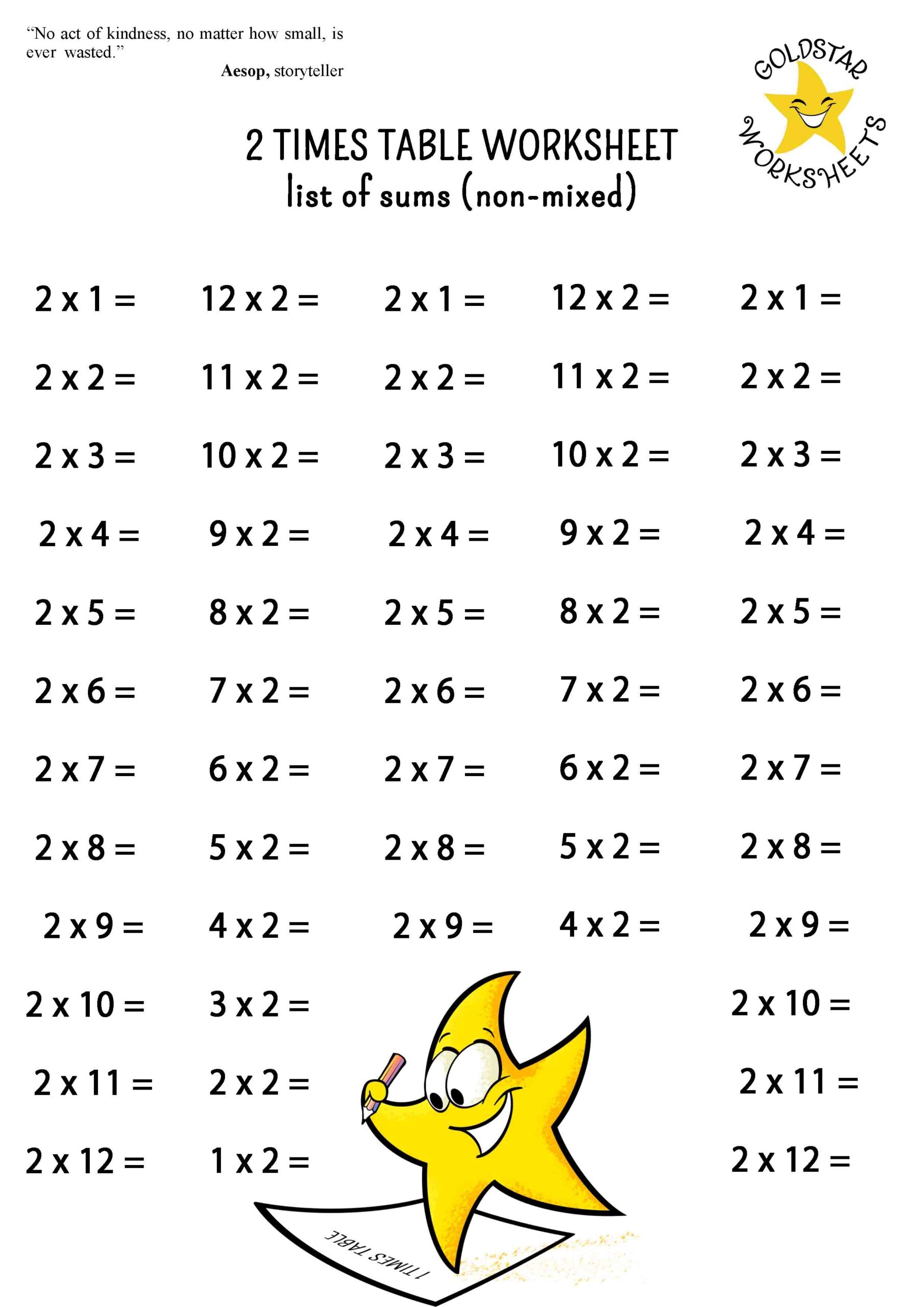 Free Two Times Tables Worksheets Teach Prints