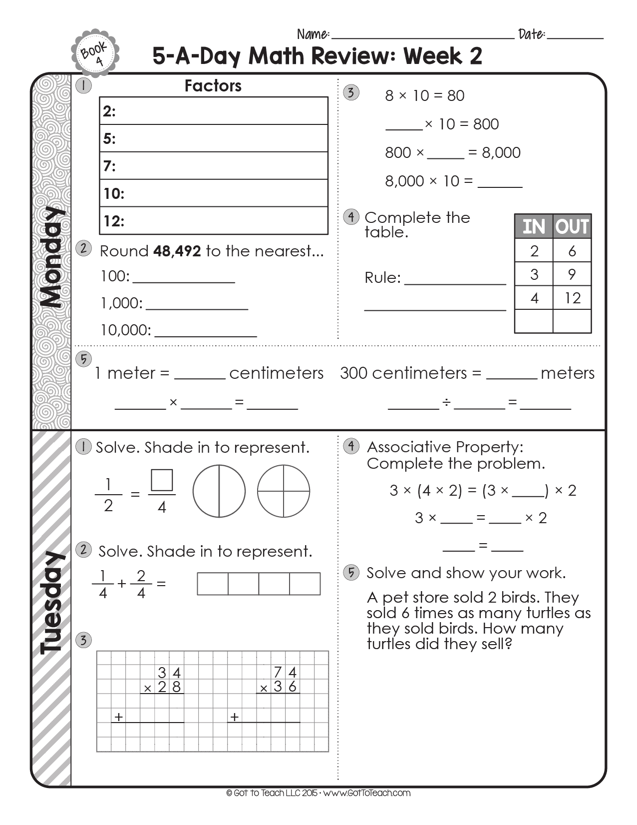 FREE 4th Grade Daily Math Spiral Review Teacher Thrive Worksheets Library Grade 4 Math Daily Spiral Review For Math Homework Or Math Morning Work April Made By Teachers