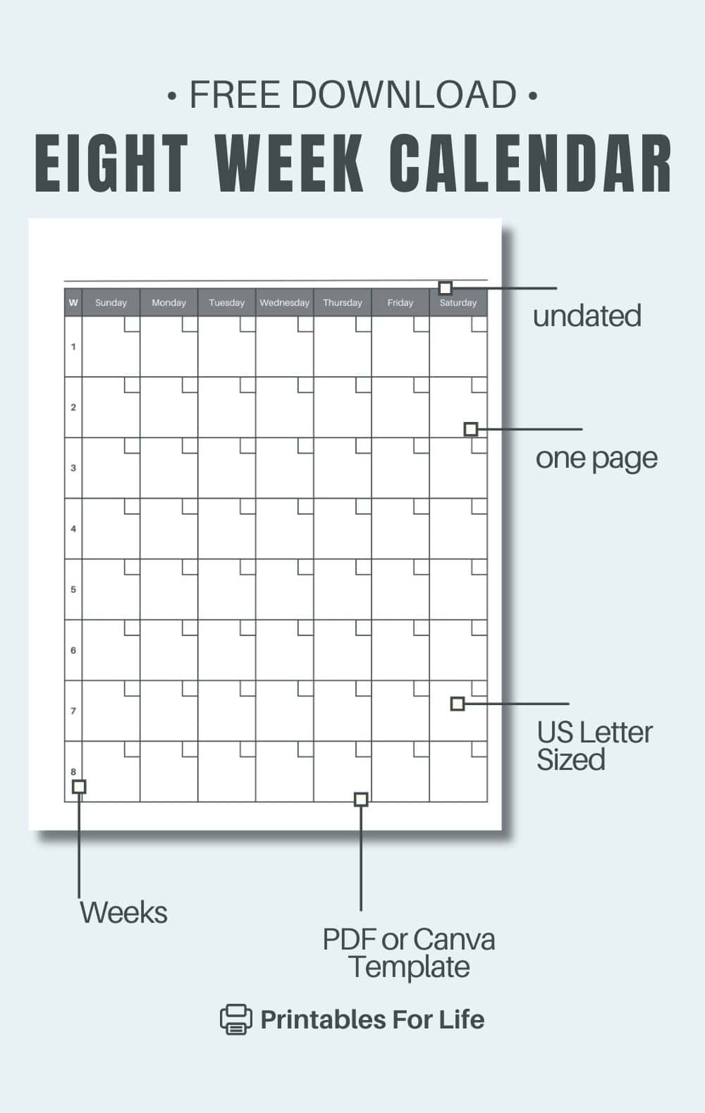 Free 8 Week Calendar Printable