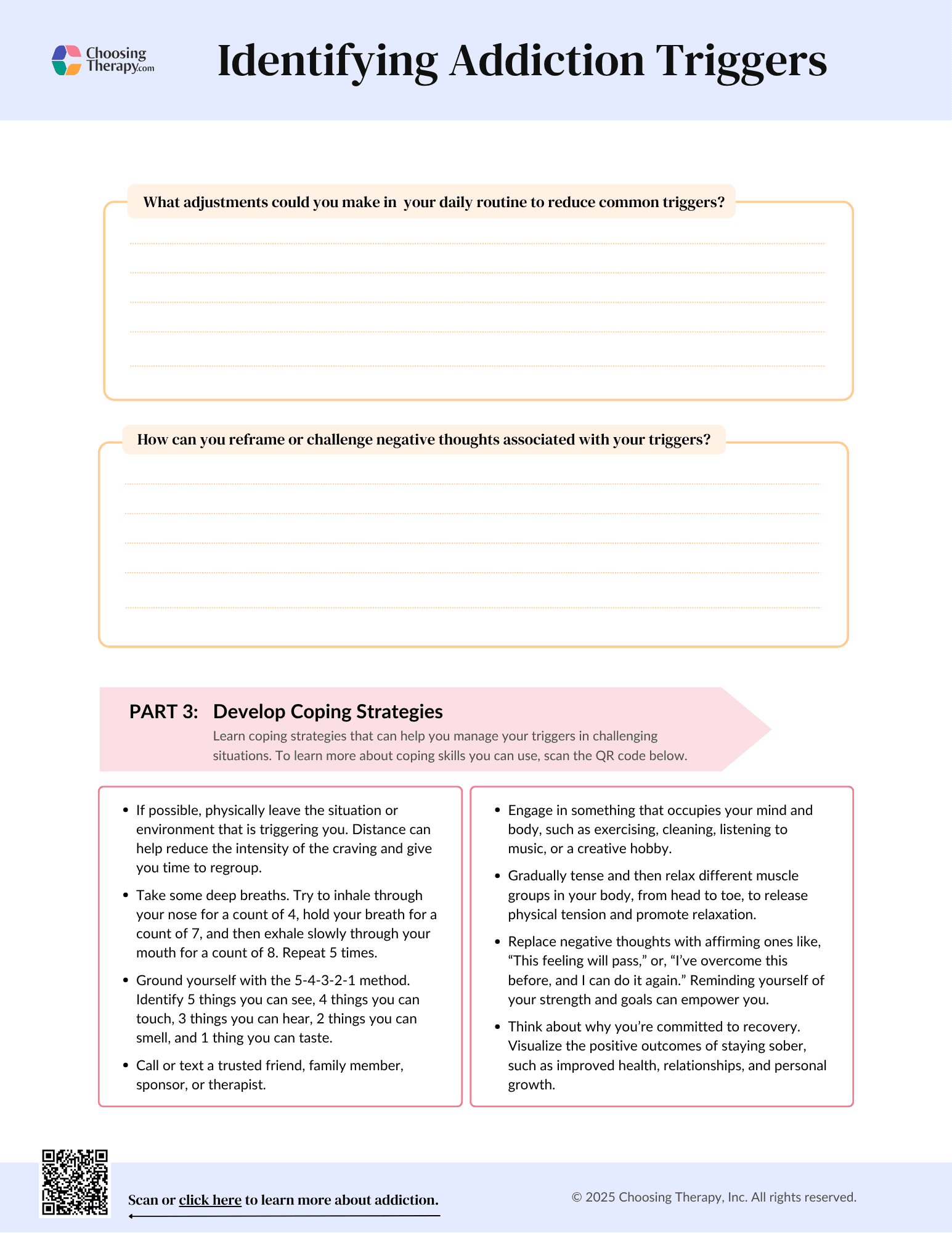 Free Addiction Recovery And Relapse Prevention Worksheets Printable PDFs ChoosingTherapy 8 Drug Addiction Worksheets Printable Free PDF At Worksheeto Worksheets Library