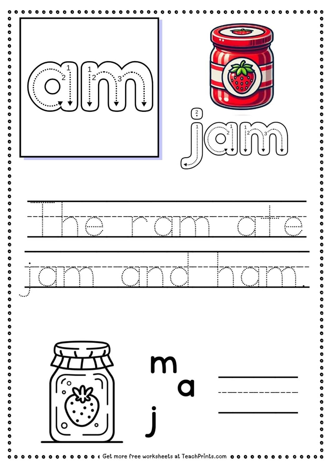 Free Am Word Family Worksheets Teach Prints