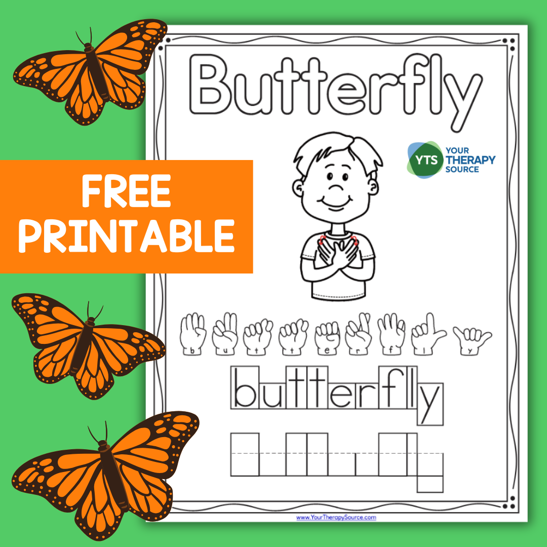 Free Butterfly Sign Language Fine Motor Worksheet Your Therapy Source