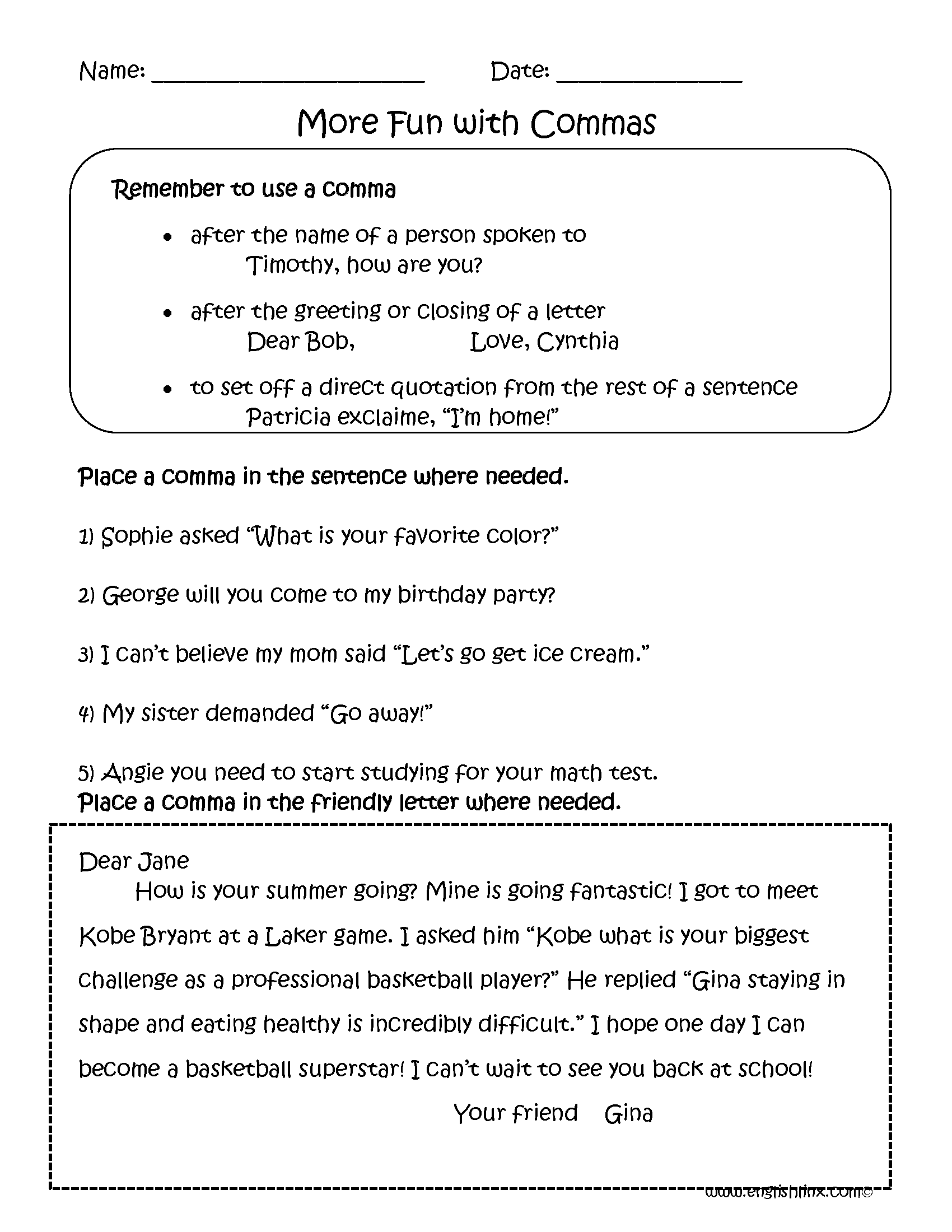 Free Commas Practice Worksheet Download Free Commas Practice Worksheet Png Images Free Worksheets On Clipart Library