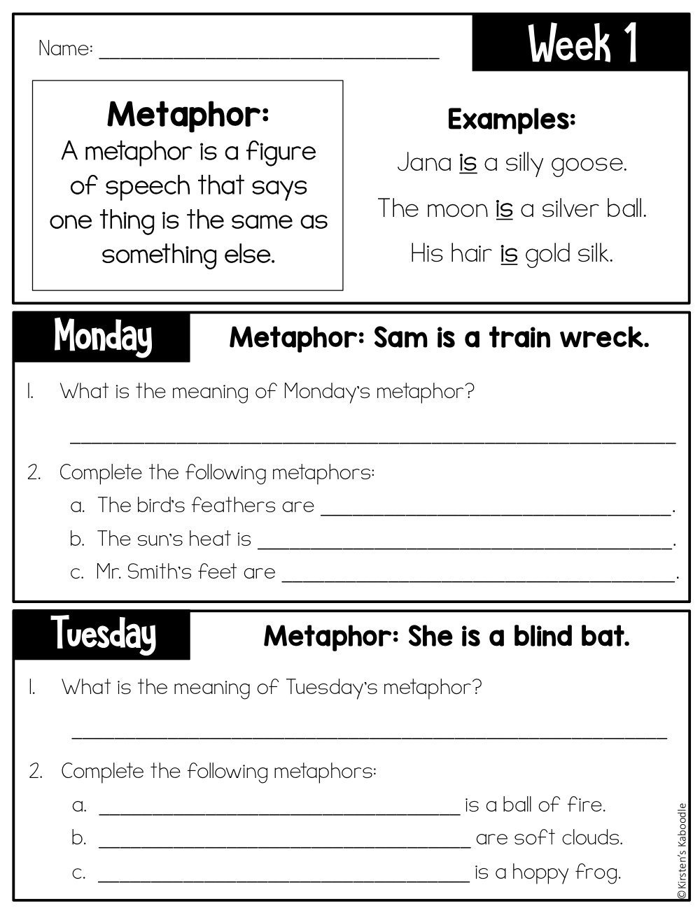 FREE Figurative Language Bell Ringer Warm Ups Made By Teachers FREE Figurative Language Bell Ringer Warm Ups Made By Teachers