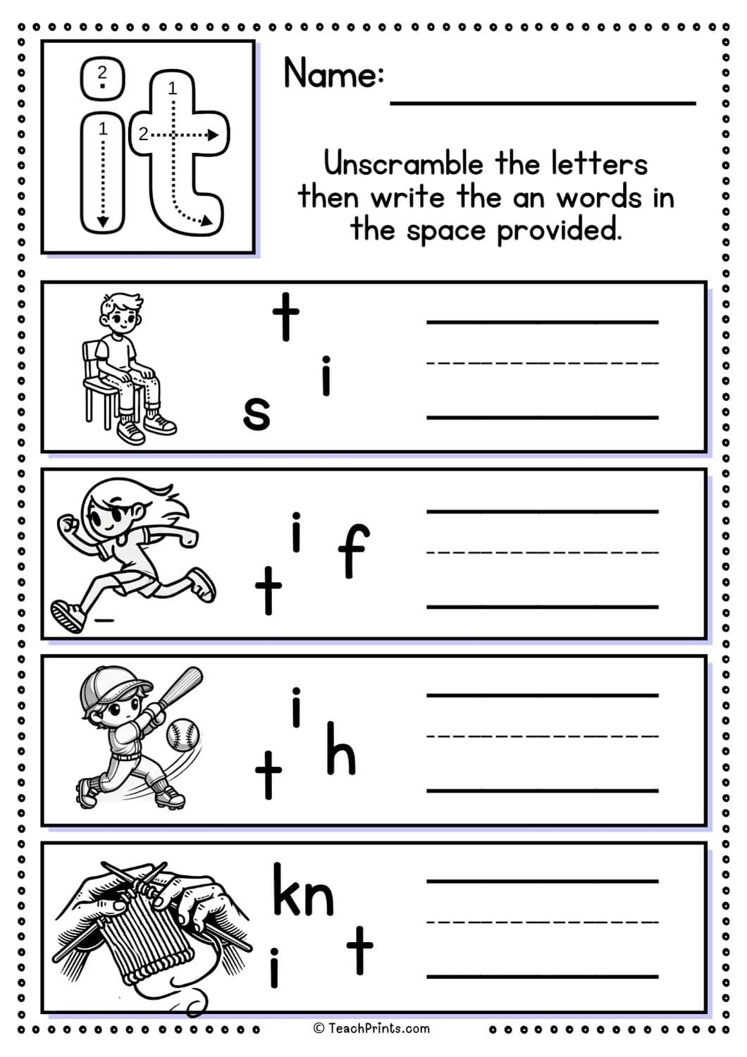 Free It Word Family Worksheets Teach Prints Free It Word Family Worksheets Teach Prints