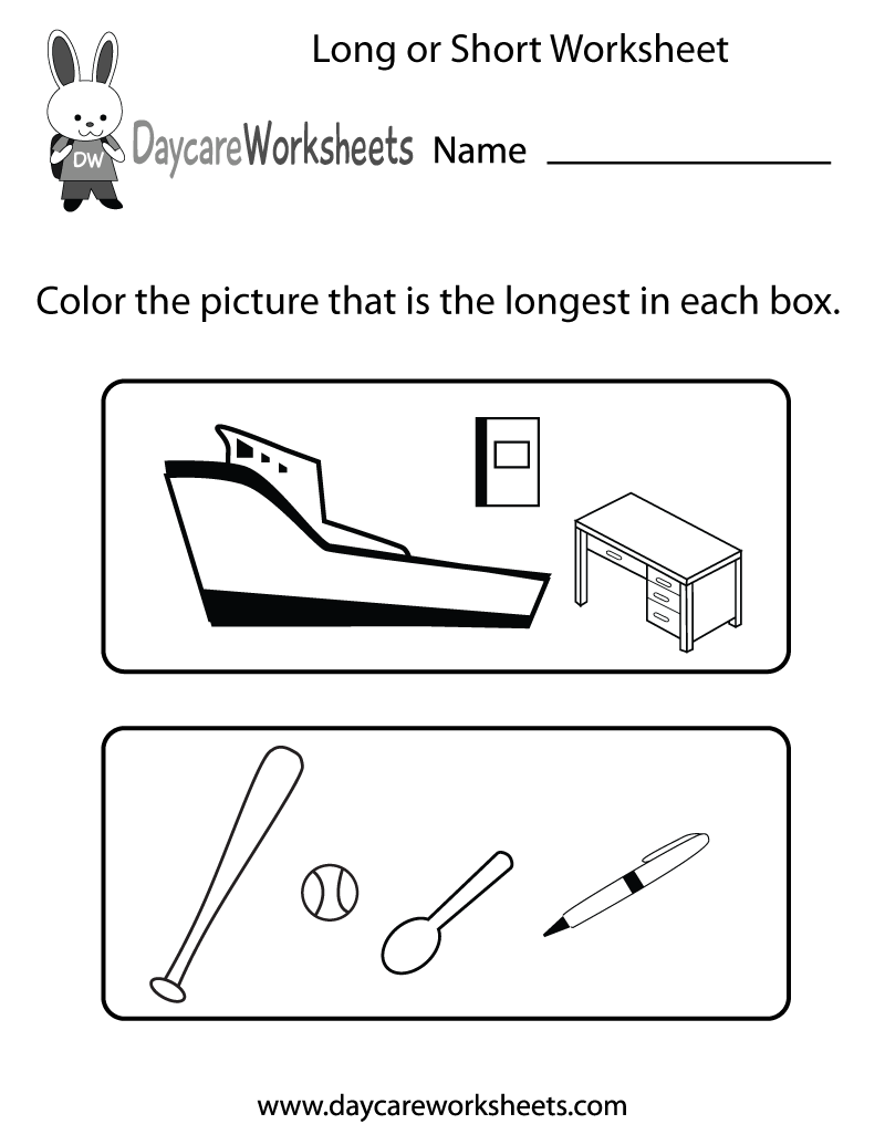 Free Preschool Long Or Short Worksheet Free Preschool Long Or Short Worksheet