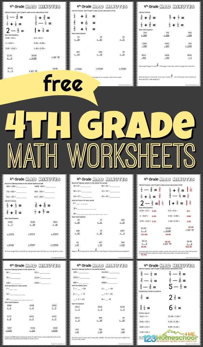 FREE Printable 4th Grade Math Worksheets Pdf Fourth Grade Worksheets Bundle 500 Standards Aligned Printables Made By Teachers