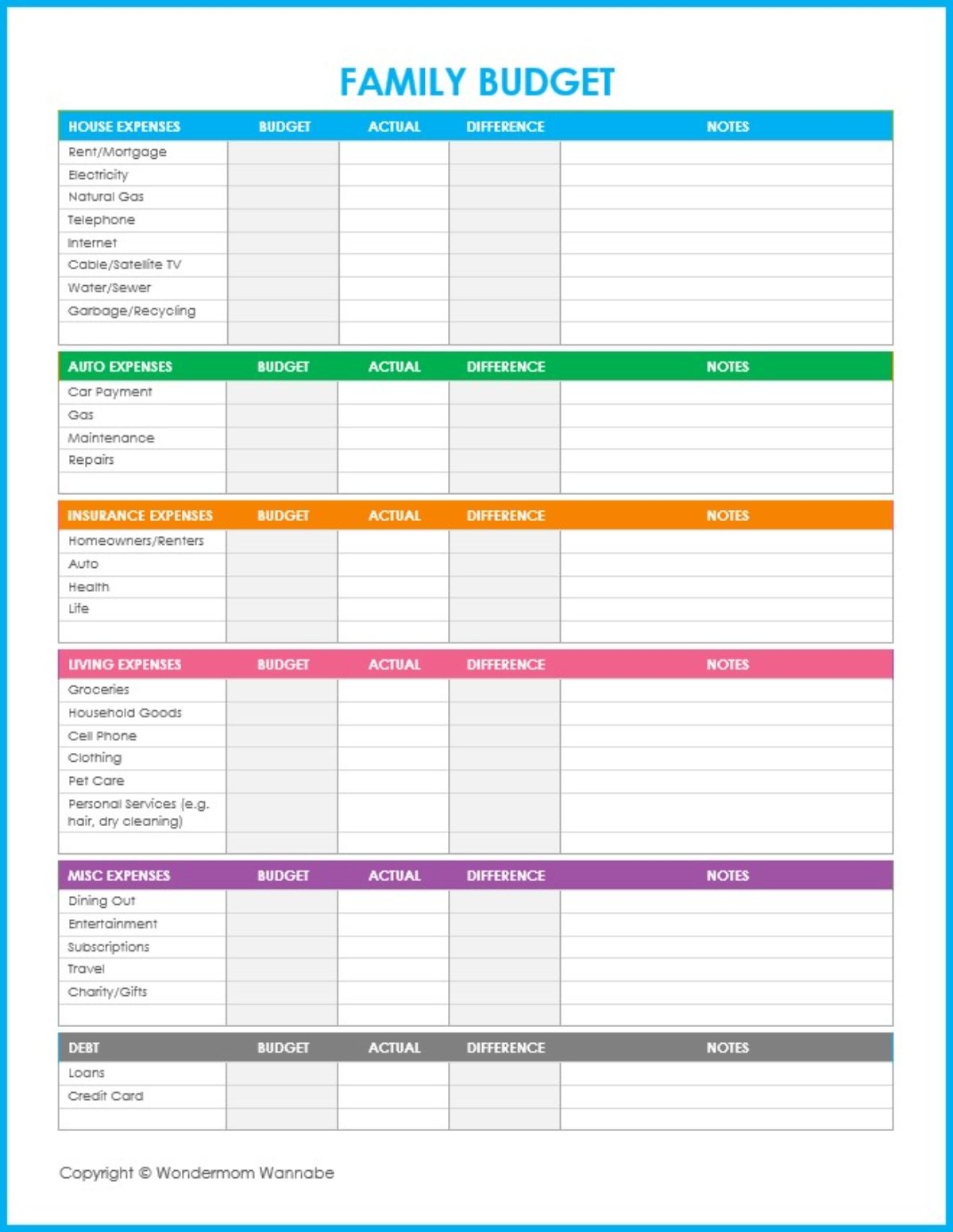 Family Binder Budgeting Printables Clean And Scentsible