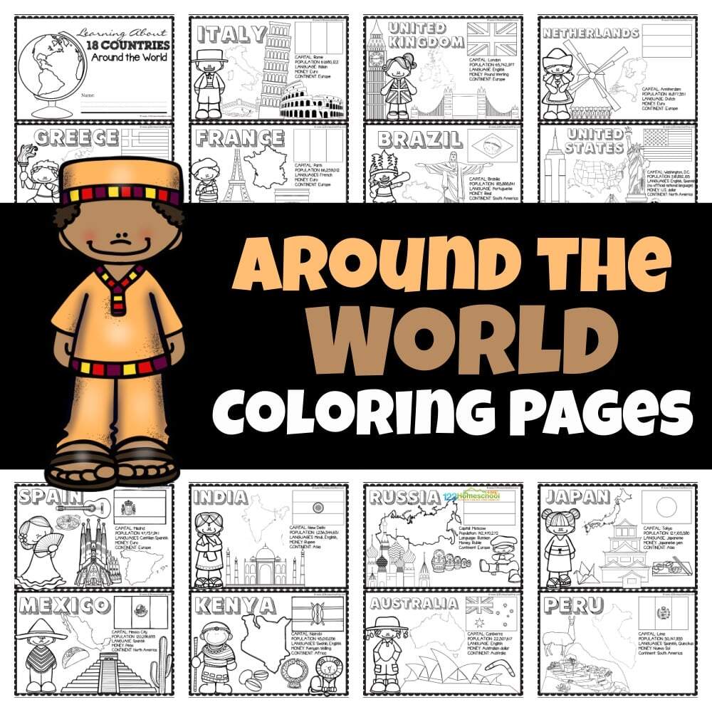 FREE Printable Countries Of The World Coloring Pages For Kids