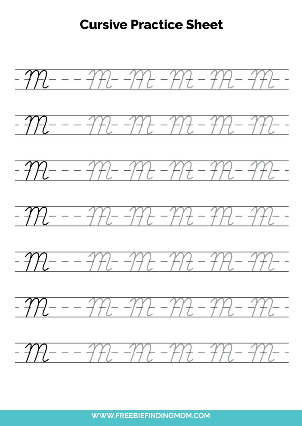 Printable Cursive Alphabet Practice Sheets Royal Fancy Capital M