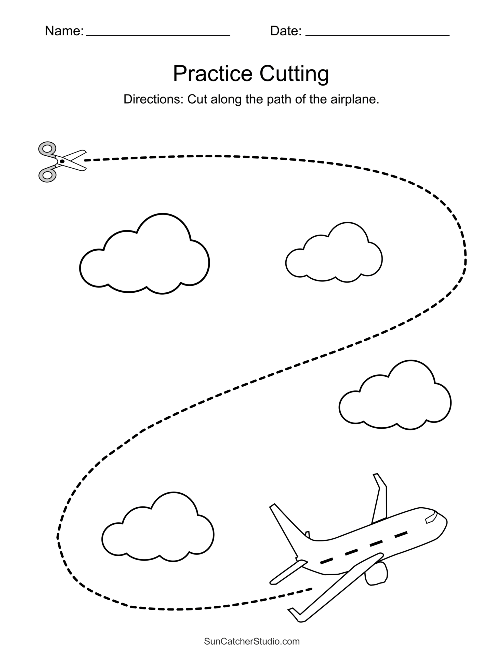 Cutting Activity Printable For Preschool And Kindergarten Kids To Cut The Paper With Scissors To Improve Motor Skills Coordination And Develop Small Stock Photo Alamy
