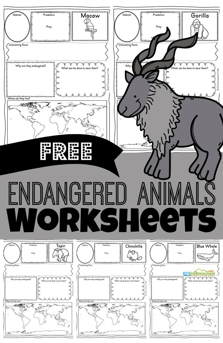 FREE Printable FREE Printable Endangered Animals Worksheets FREE Printable FREE Printable Endangered Animals Worksheets