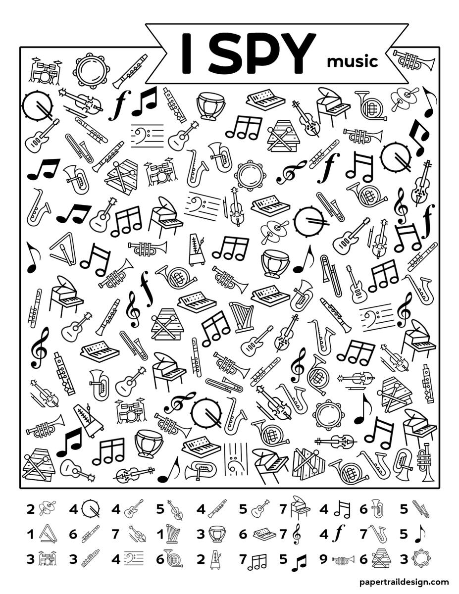 Free Printable I Spy Music Activity Paper Trail Design
