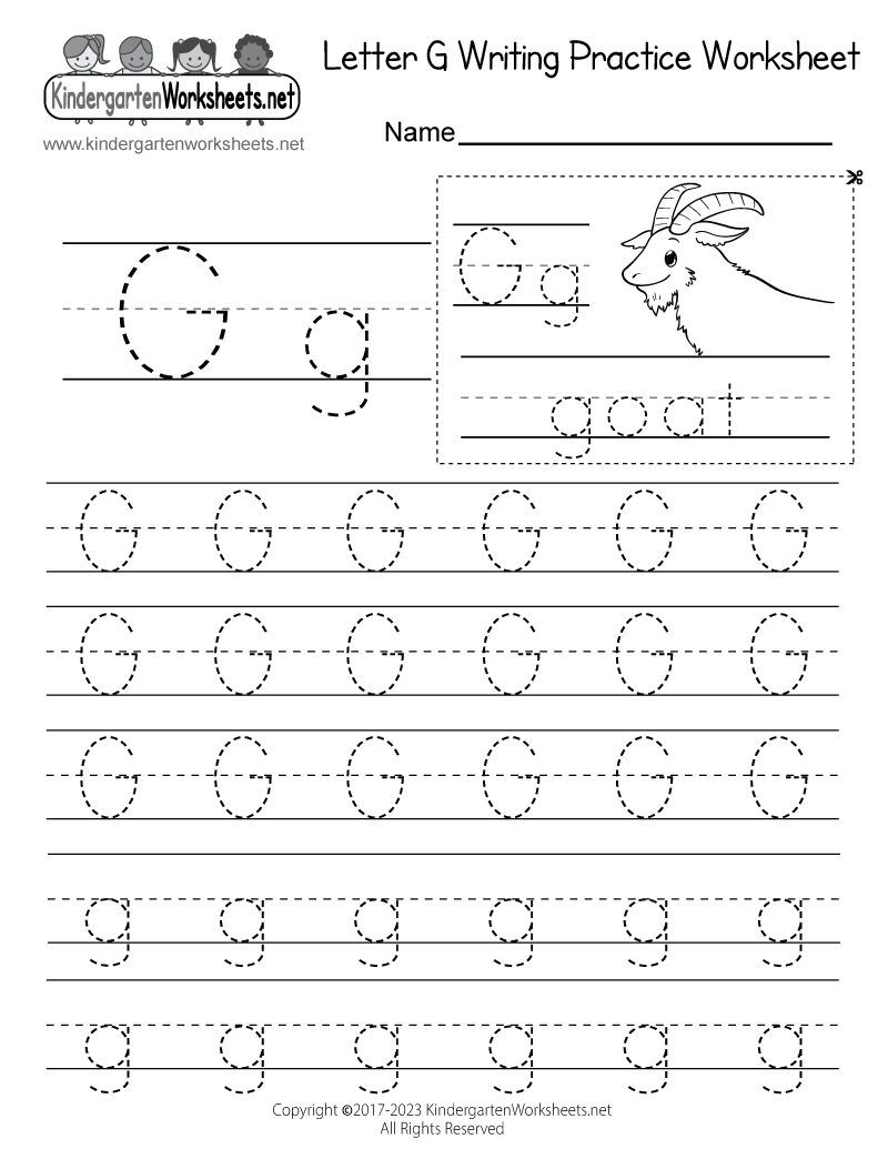 Free Printable Letter G Writing Practice Worksheet Free Printable Letter G Writing Practice Worksheet