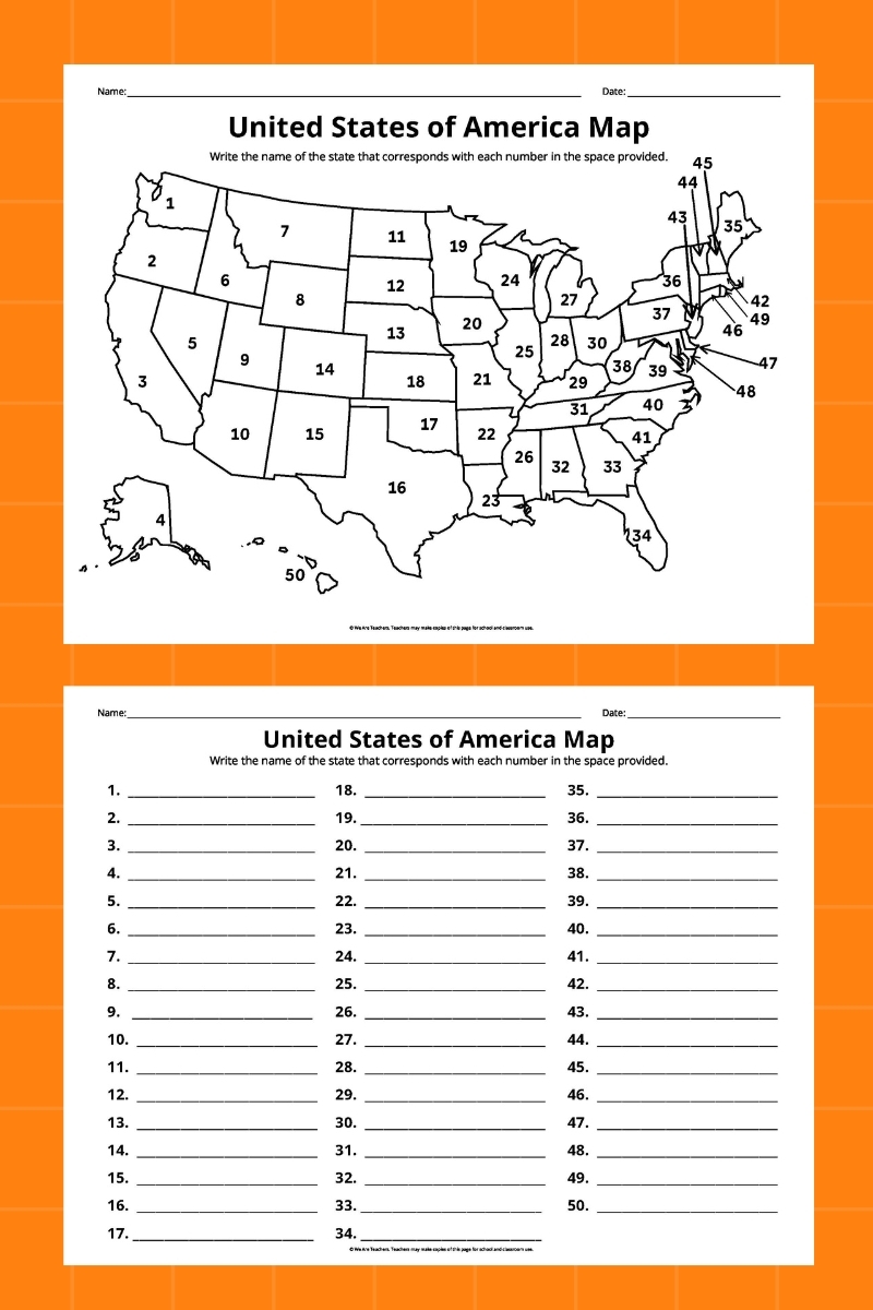 Free Printable Maps Of The United States Bundle United States Map Quiz Worksheet USA Map Test W Practice Sheet US Map Quiz Made By Teachers